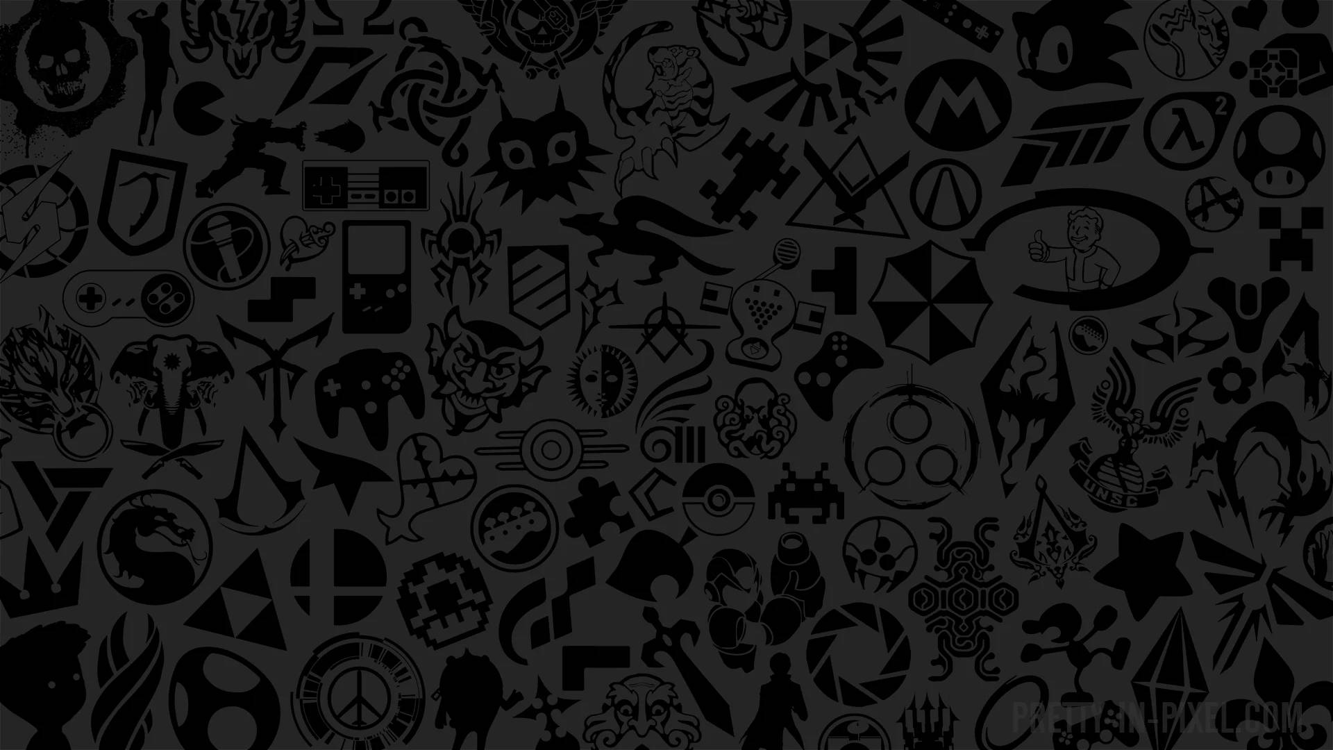 Gamer Logo Collection, black, dark gray, Full HD Desktop Wallpaper