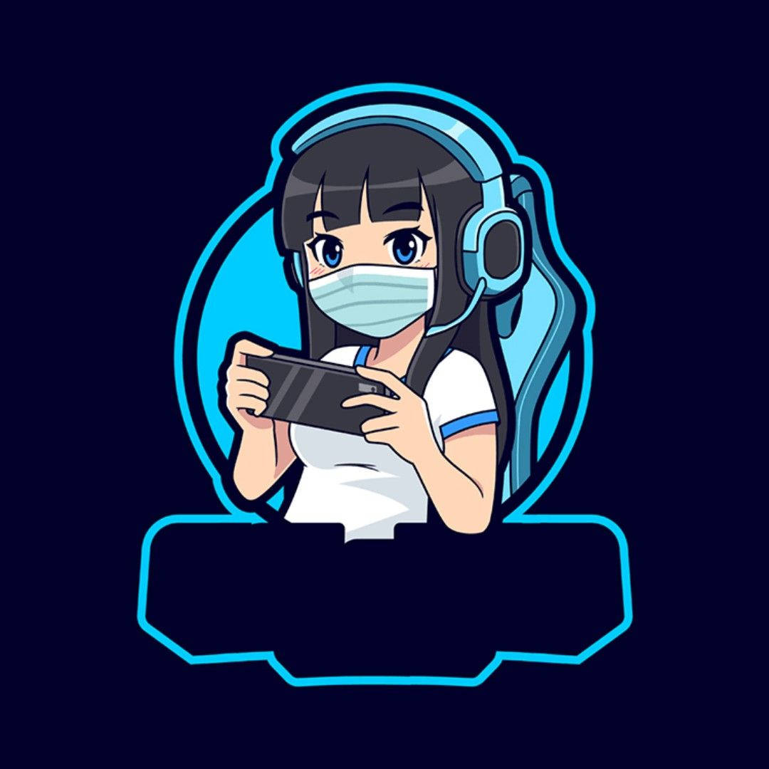 Cool Blue Girl Gamer Logo, anime girl, blue eyes, SD Desktop Wallpaper