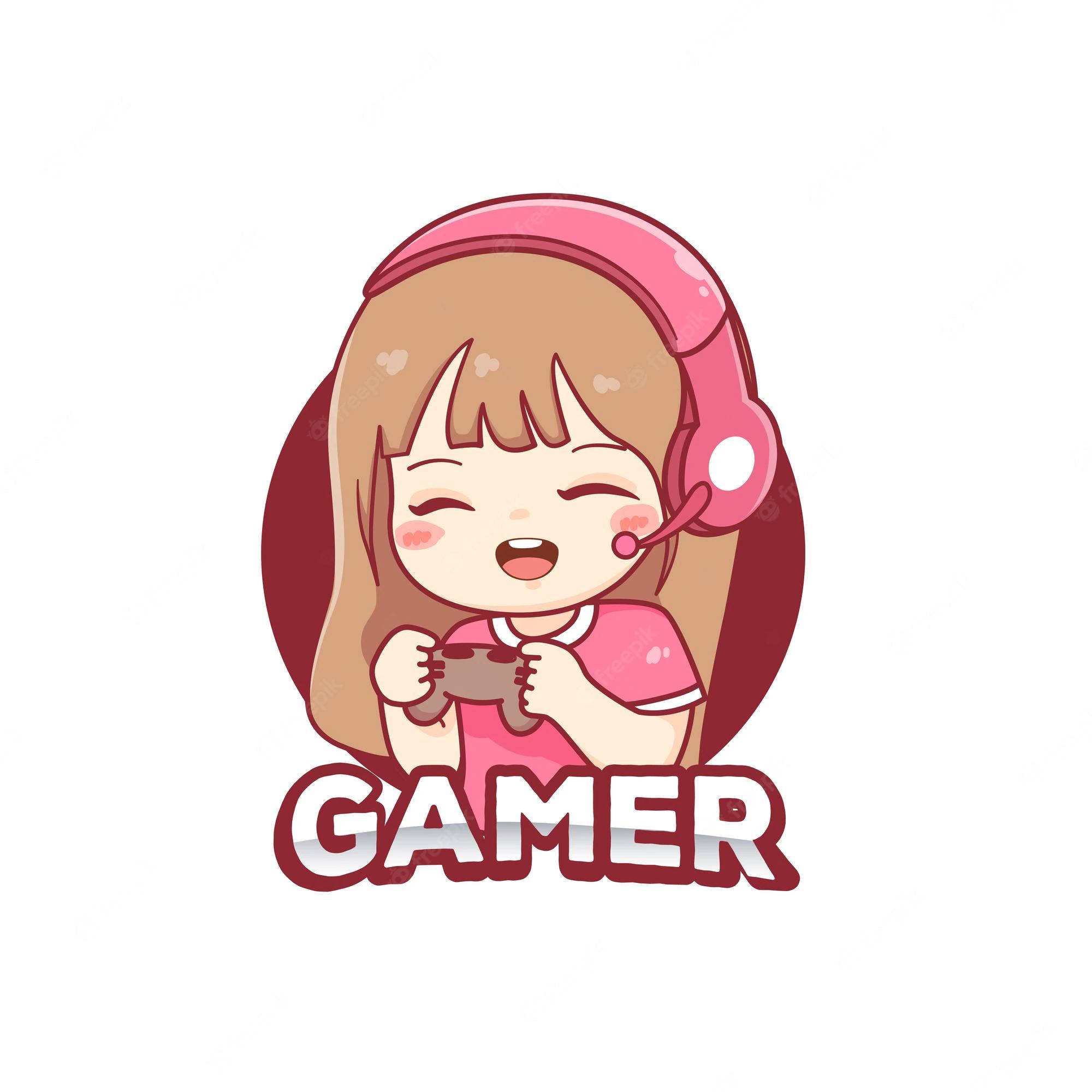 cute pink girl, pink headphones, controller, Full HD Desktop Wallpaper