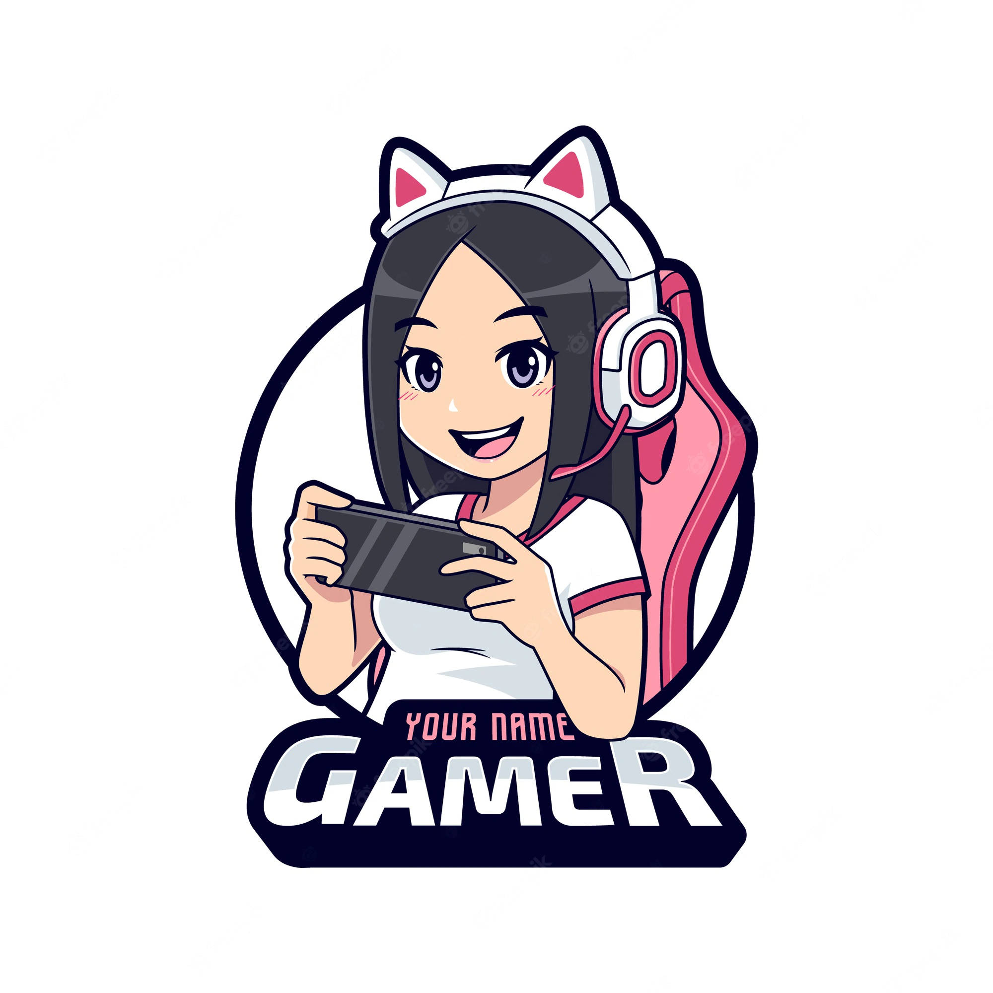 anime girl, cat ears, headphones, Full HD Desktop Wallpaper