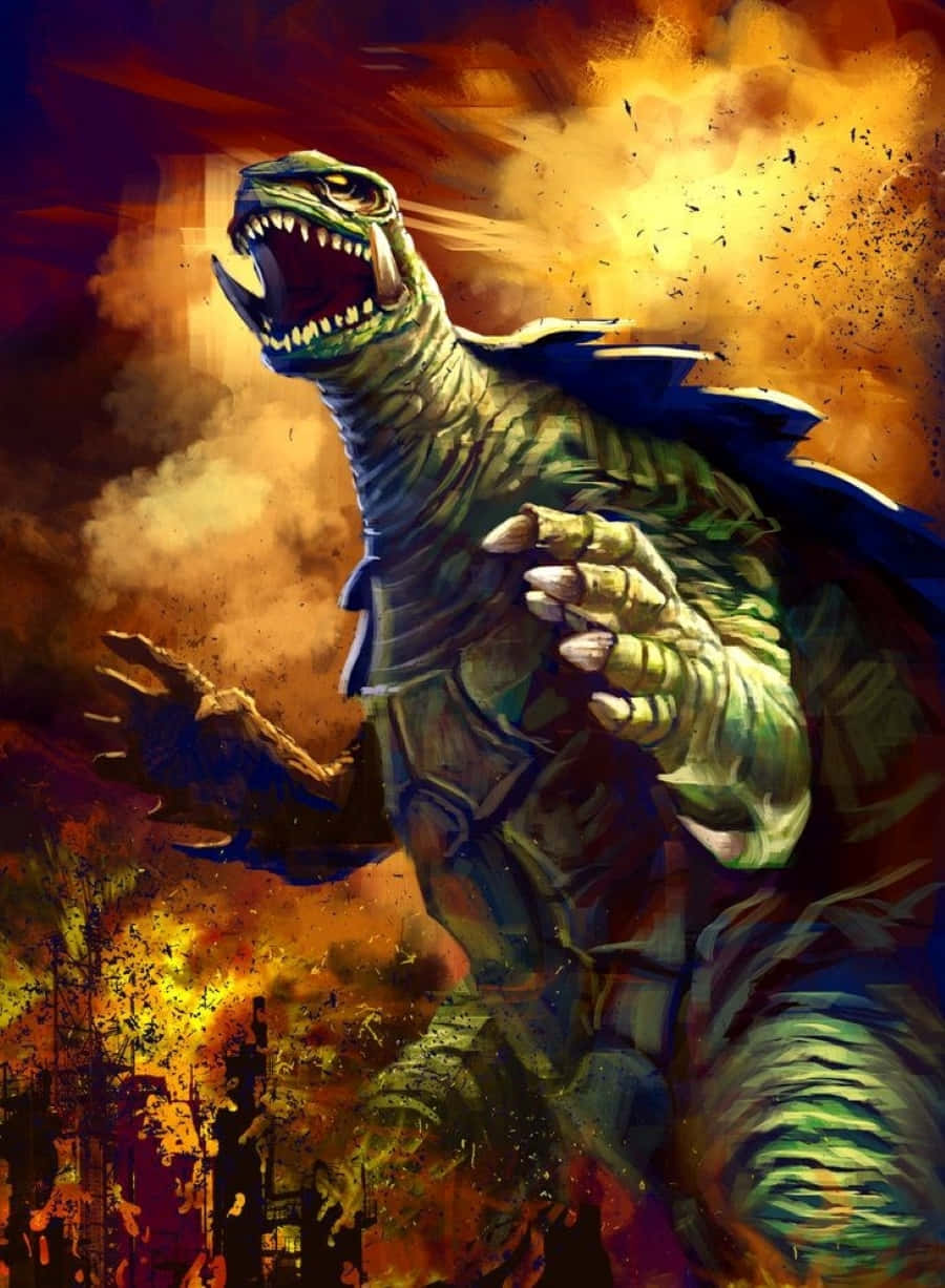Gamera, green kaiju, sharp teeth, SD Phone Wallpaper