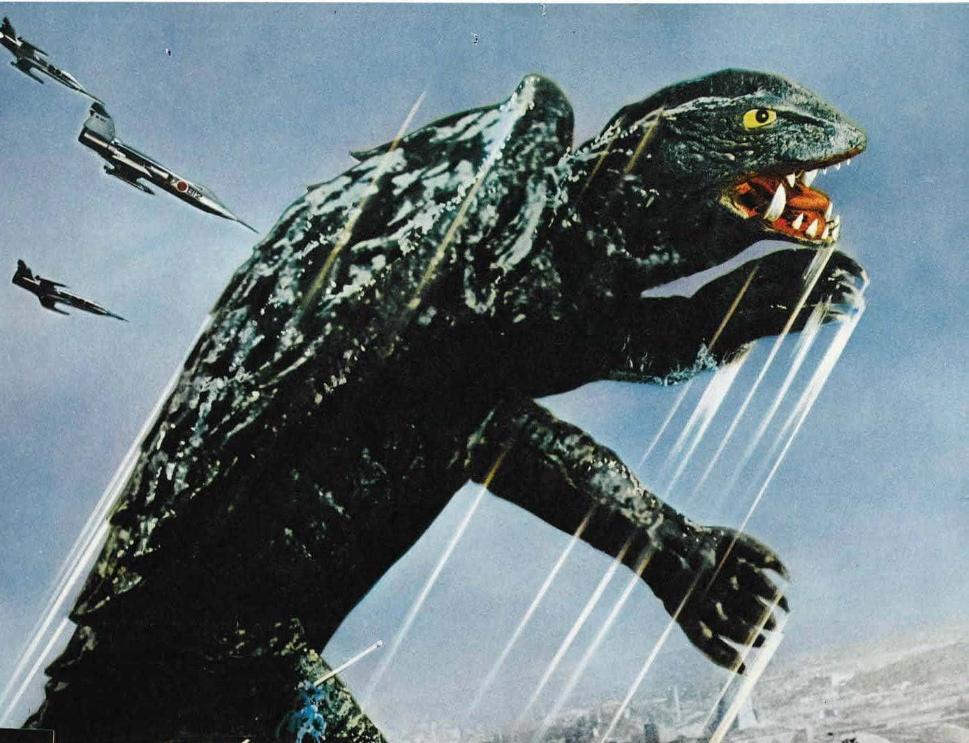 Gamera, giant black monster, yellow eyes, HD Desktop Wallpaper