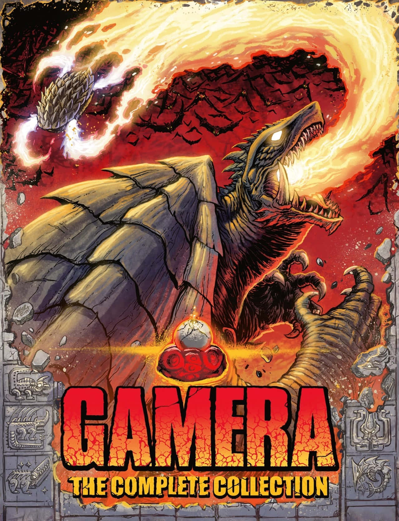 Gamera, volcanic explosion, glowing eyes, HD Phone Wallpaper