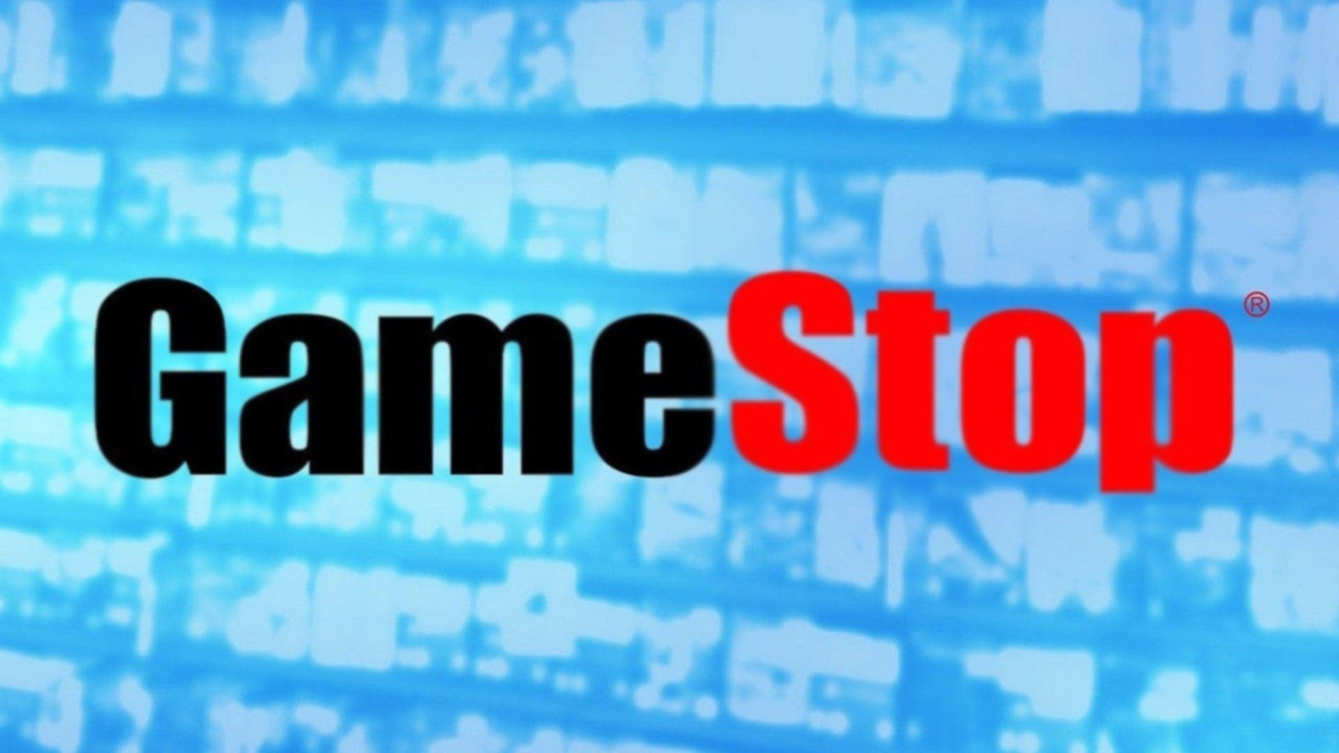 GameStop, light blue, bold black and red text, Full HD Desktop Wallpaper