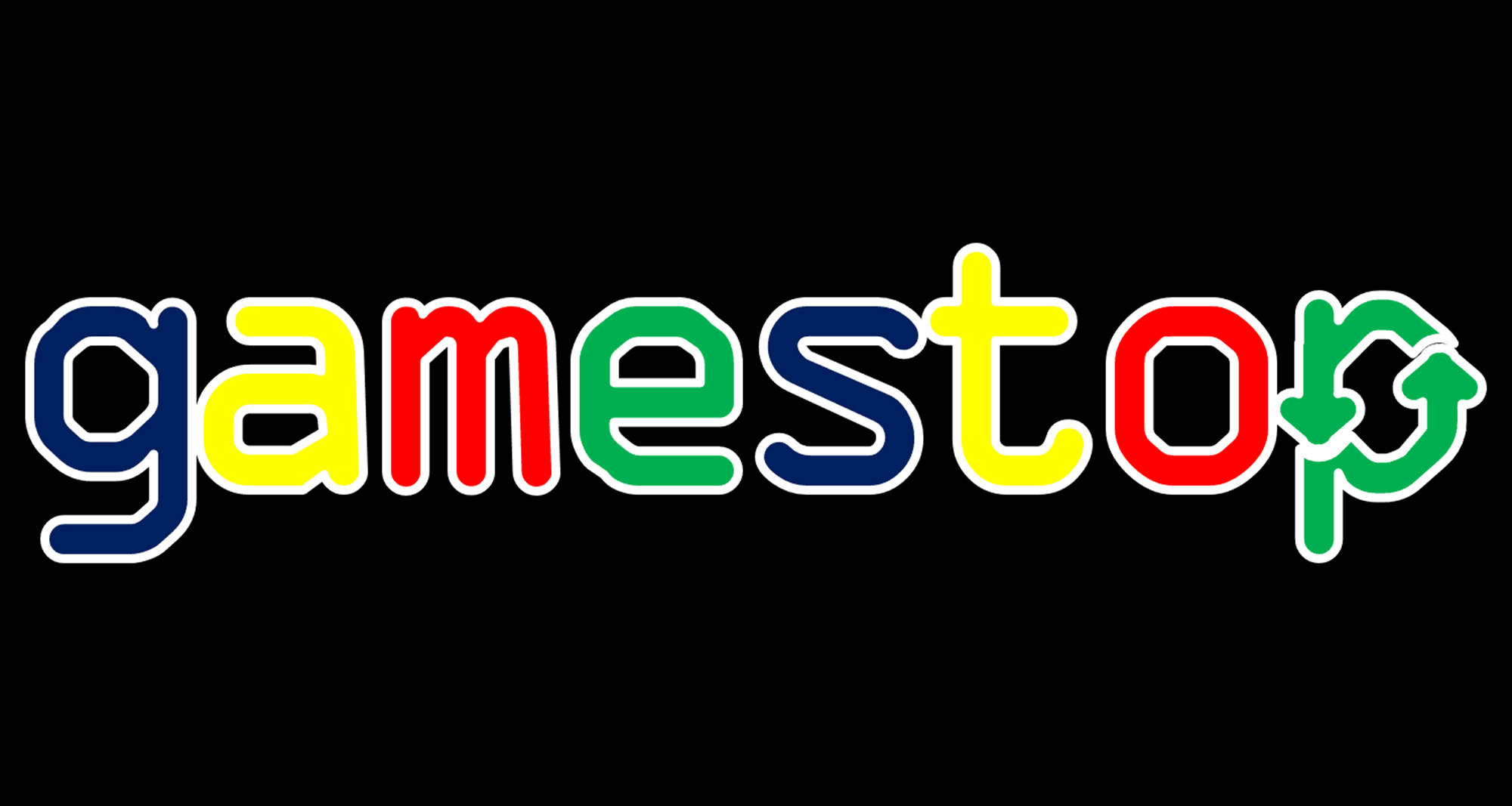 GameStop, rainbow letters, green arrow, Full HD Desktop Wallpaper