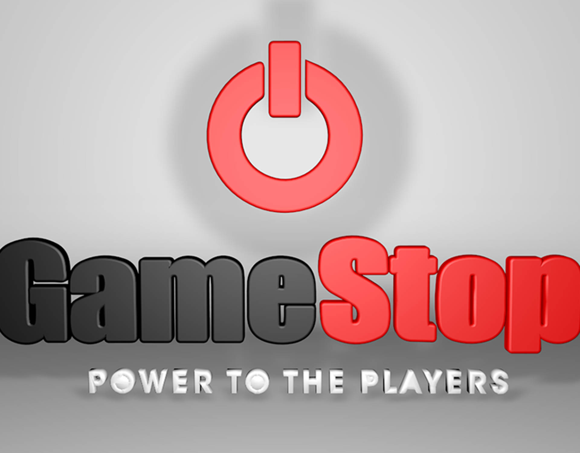 GameStop, 3D logo, red power symbol, Full HD Desktop Wallpaper