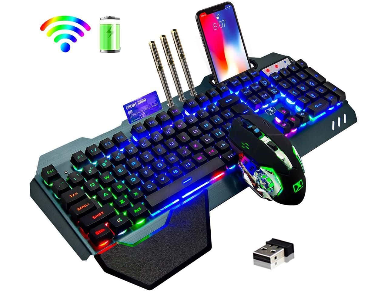 Gaming keyboard, Gaming mouse, RGB lighting, HD Desktop Wallpaper