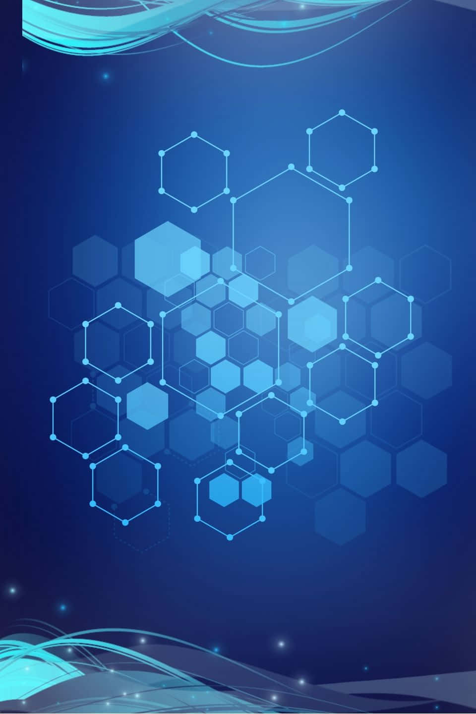 Gaming AI, futuristic blue digital wallpaper, glowing hexagonal networks, HD Phone Wallpaper