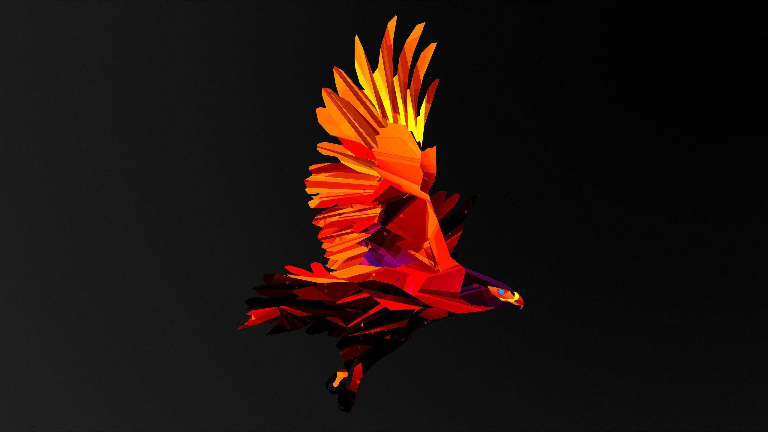 abstract eagle graphic, 1440p, fiery geometric eagle, 2K Desktop Wallpaper