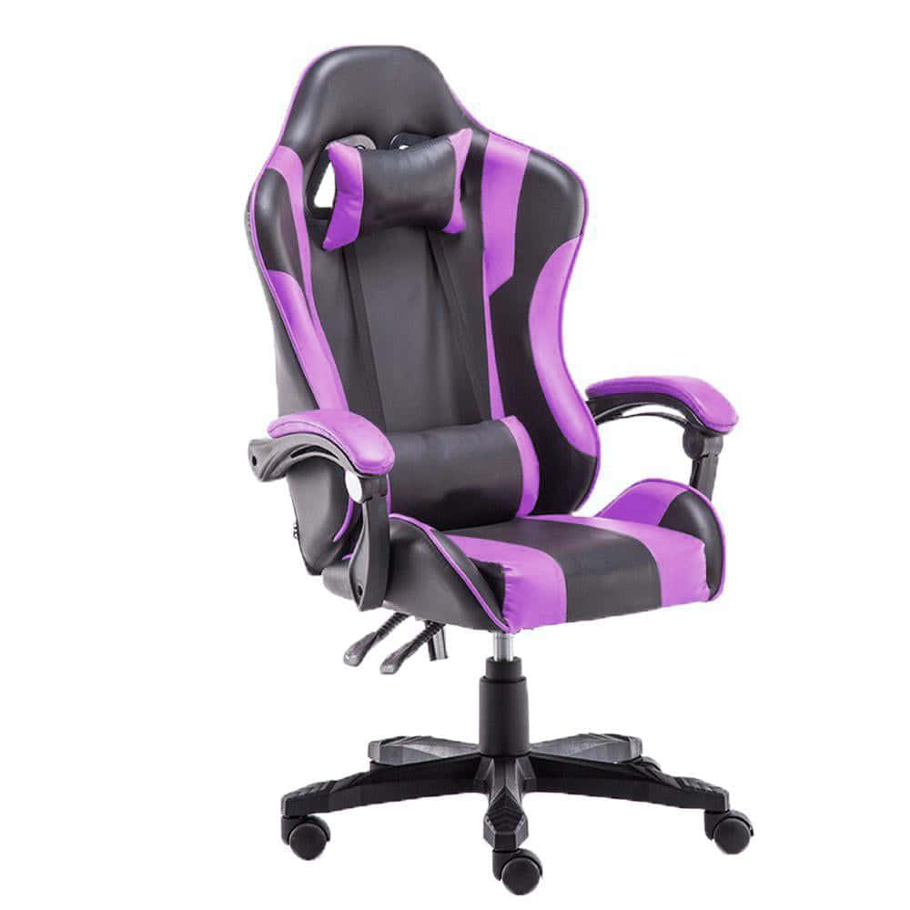 black and purple gaming chair, high back support, adjustable armrests, SD Desktop Wallpaper