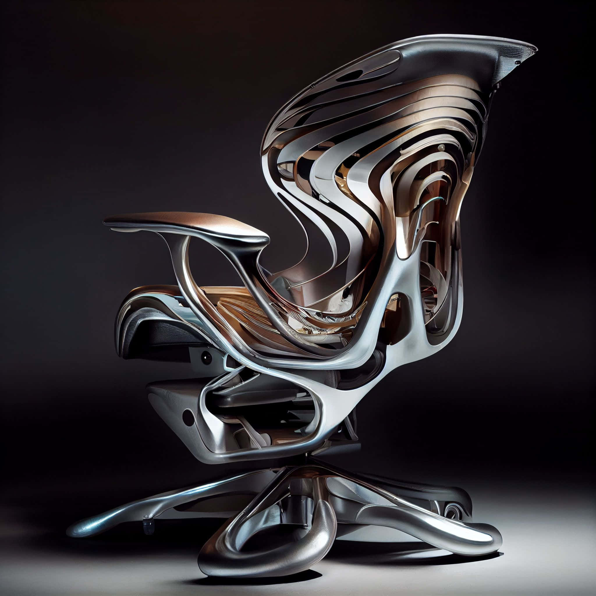 gaming chairs, futuristic ergonomic chair, metallic curves, Full HD Desktop Wallpaper