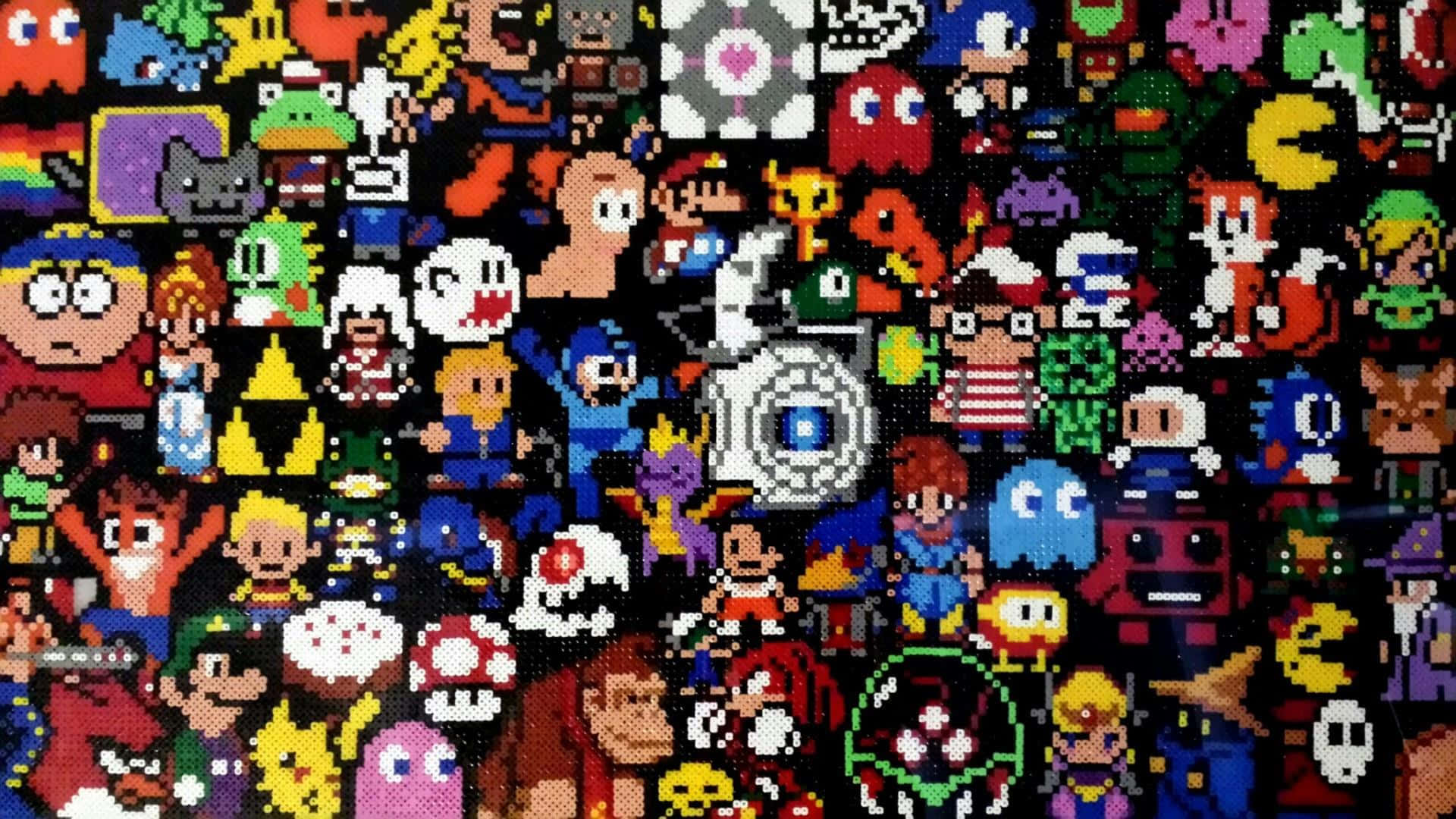 Gaming Classic Collections, pixel-art, iconic video game characters, Full HD Desktop Wallpaper