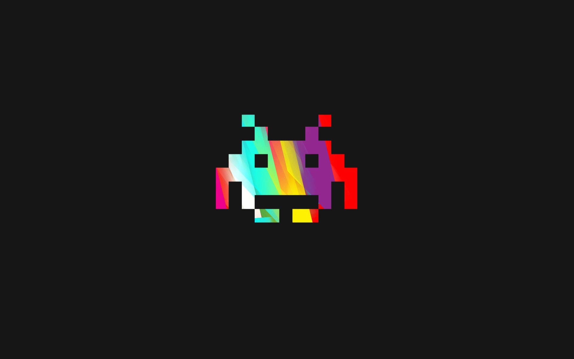 retro gaming, rainbow-colored, pixelated alien spaceship, Full HD Desktop Wallpaper