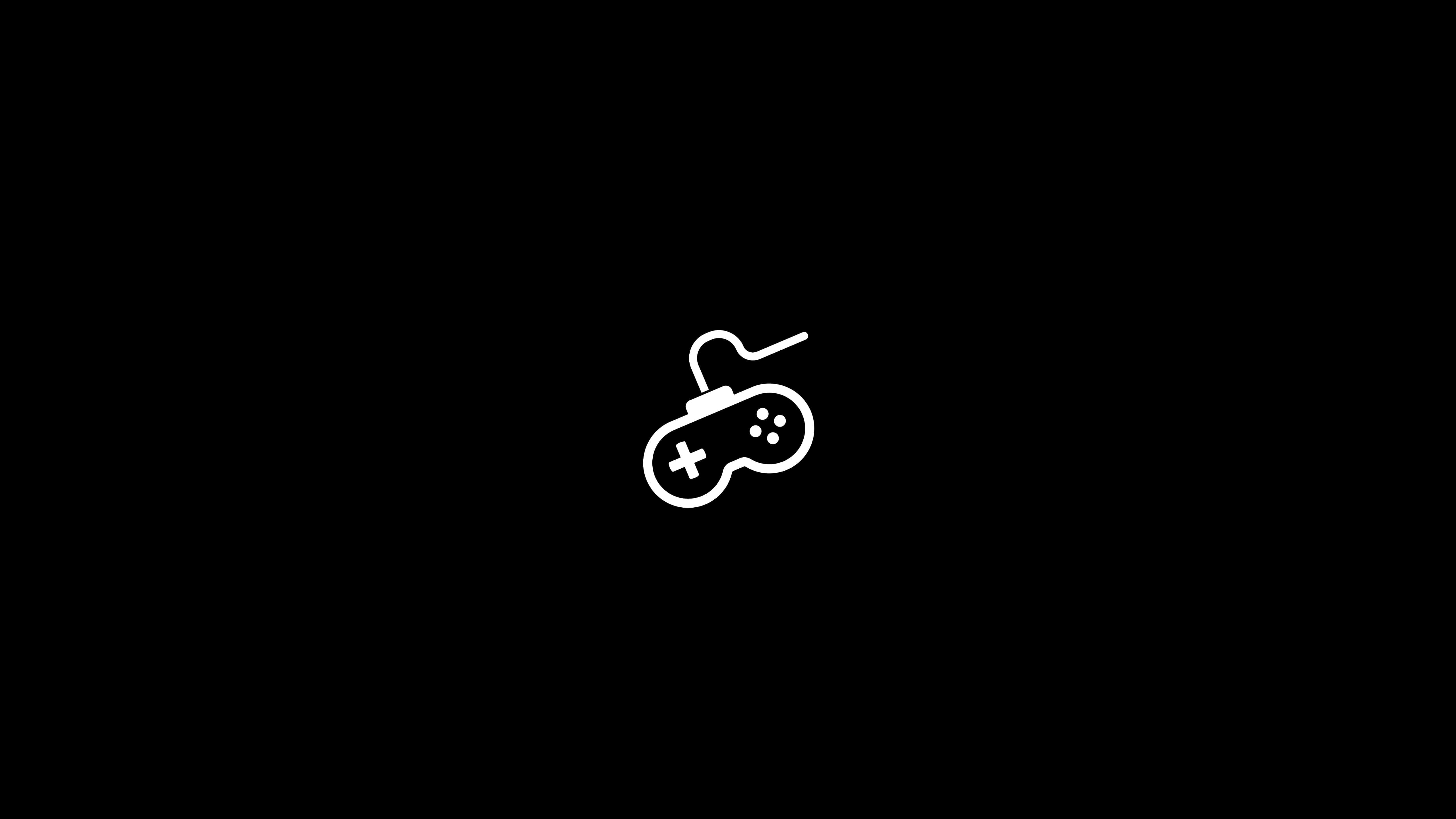 4K Gaming Consoles, classic game controller, white line drawing, 5K Desktop Wallpaper