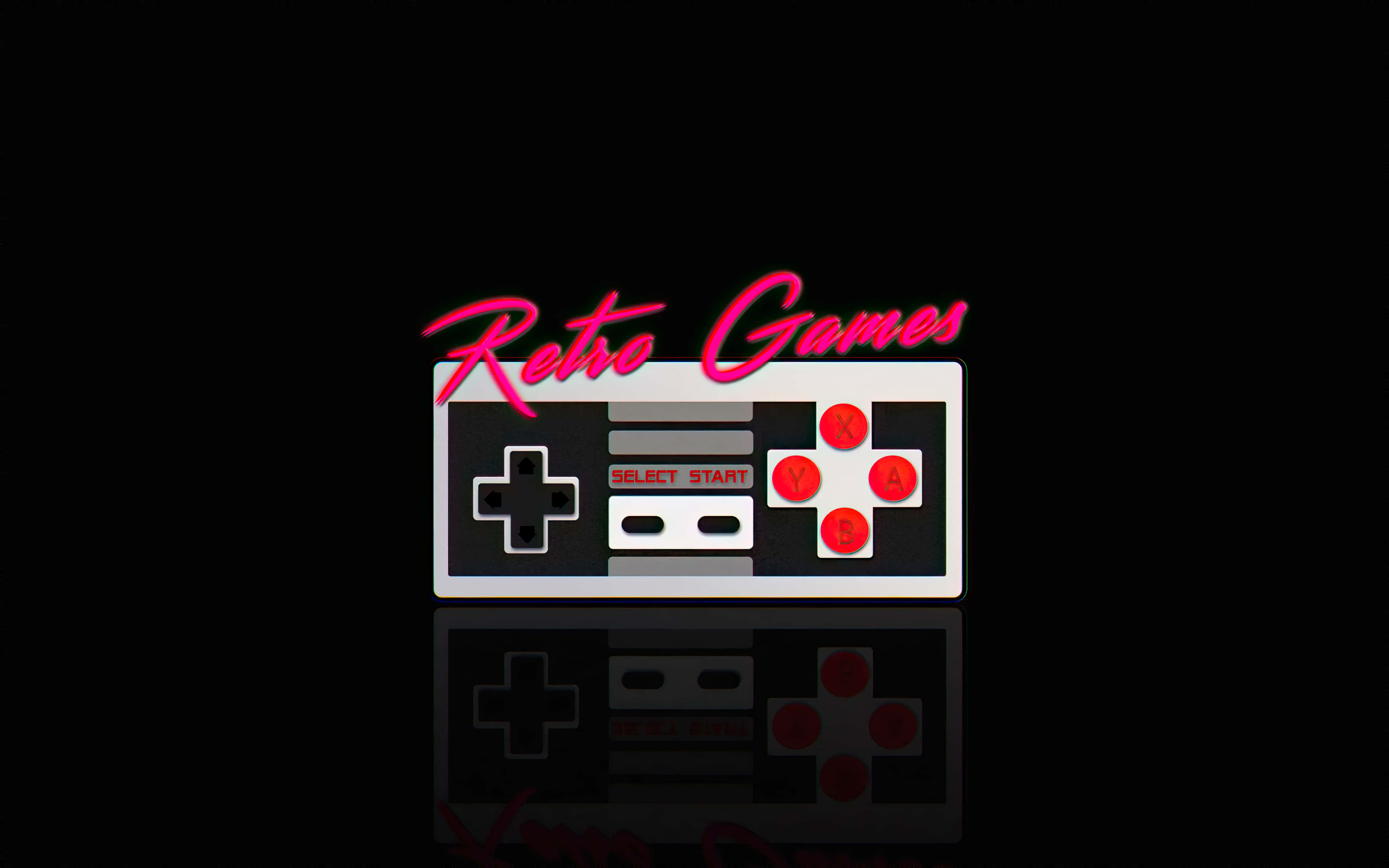 4K Gaming Consoles, retro game controller, pink neon text, 4K Desktop Wallpaper