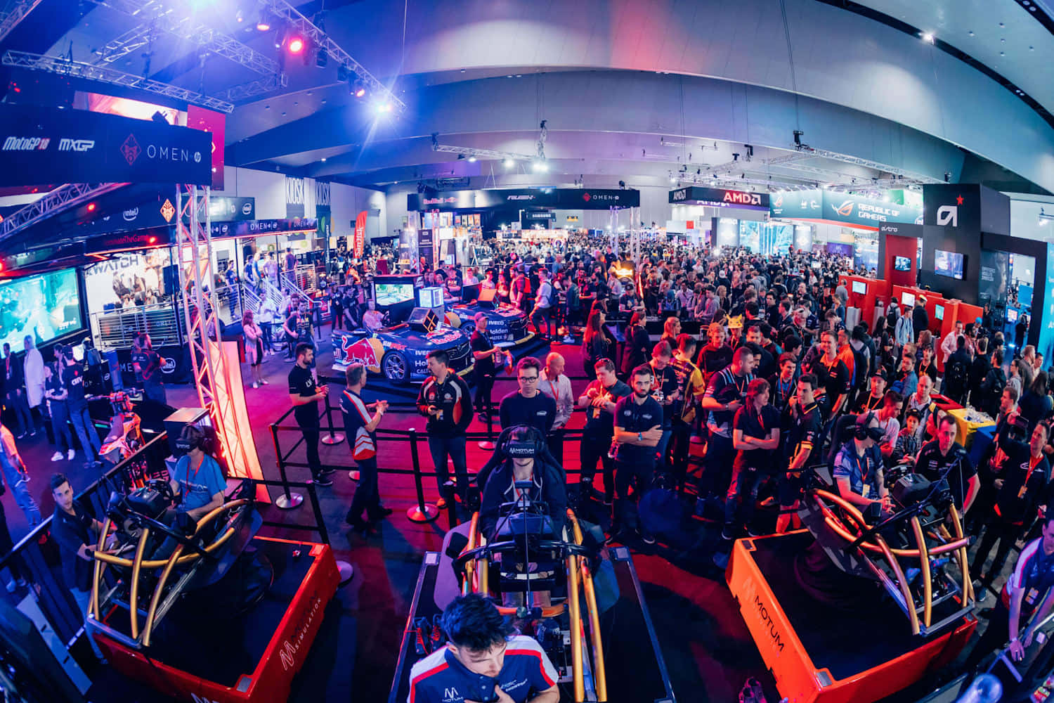 Gaming Convention, esports convention, neon lights, HD Desktop Wallpaper
