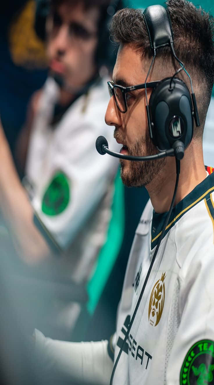 esports, white jersey, headset, HD Phone Wallpaper
