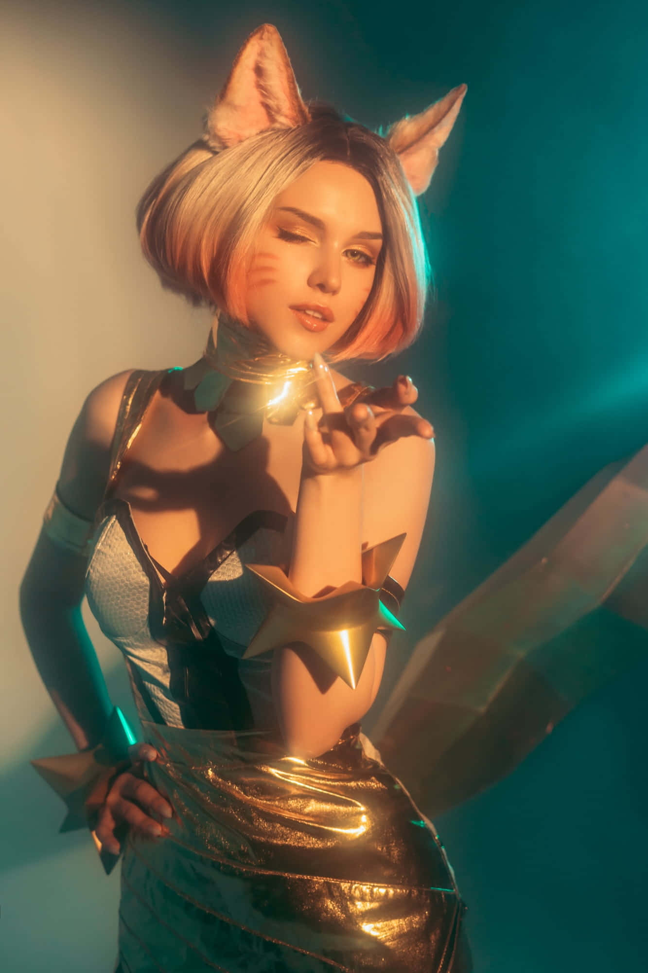 Gaming Cosplay, cat ears, glowing star accessories, Full HD Phone Wallpaper