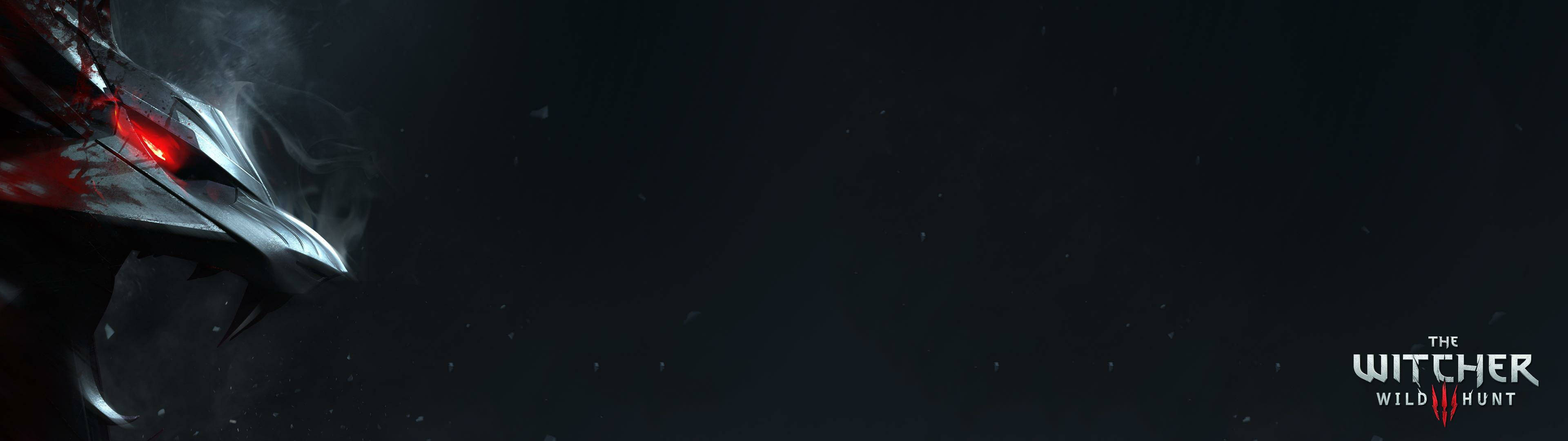 Gaming Dual Screen, silver dragon, glowing red eyes, 4K Desktop Wallpaper