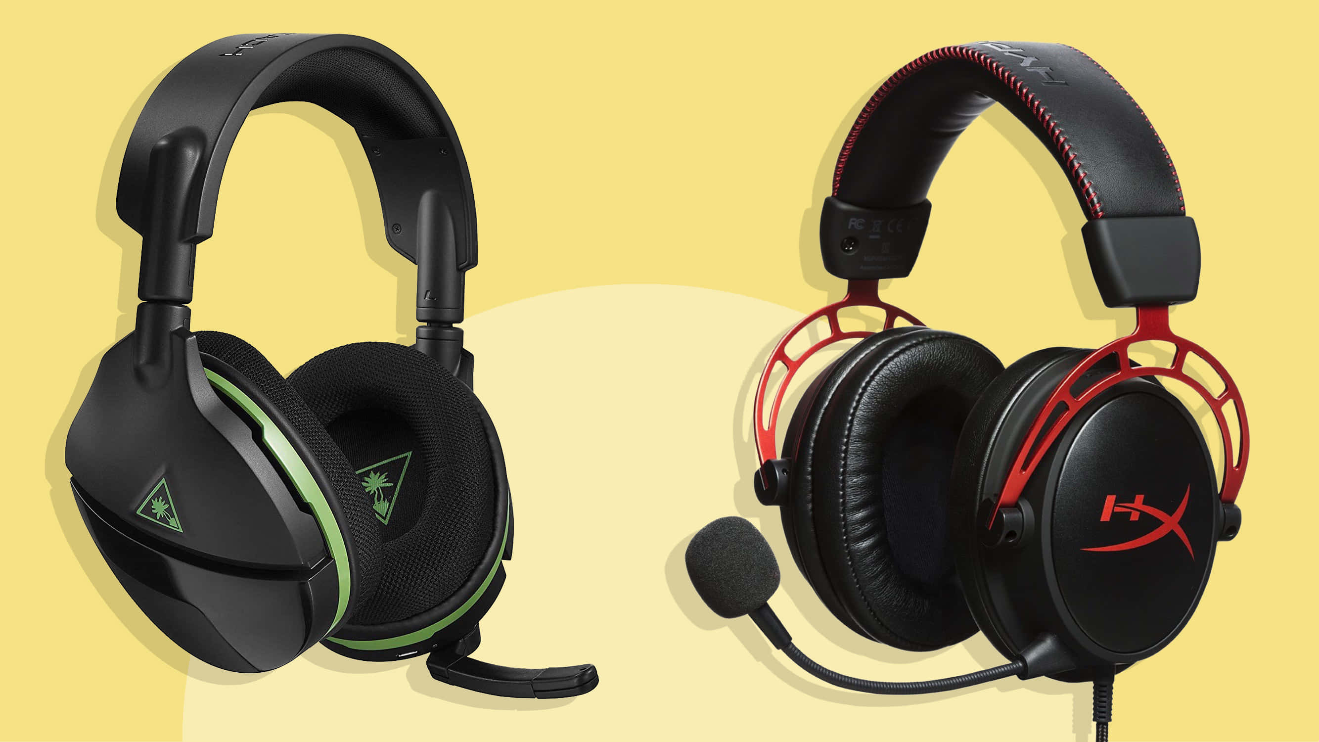 gaming headsets, black with green accents, black with red accents, 2K Desktop Wallpaper