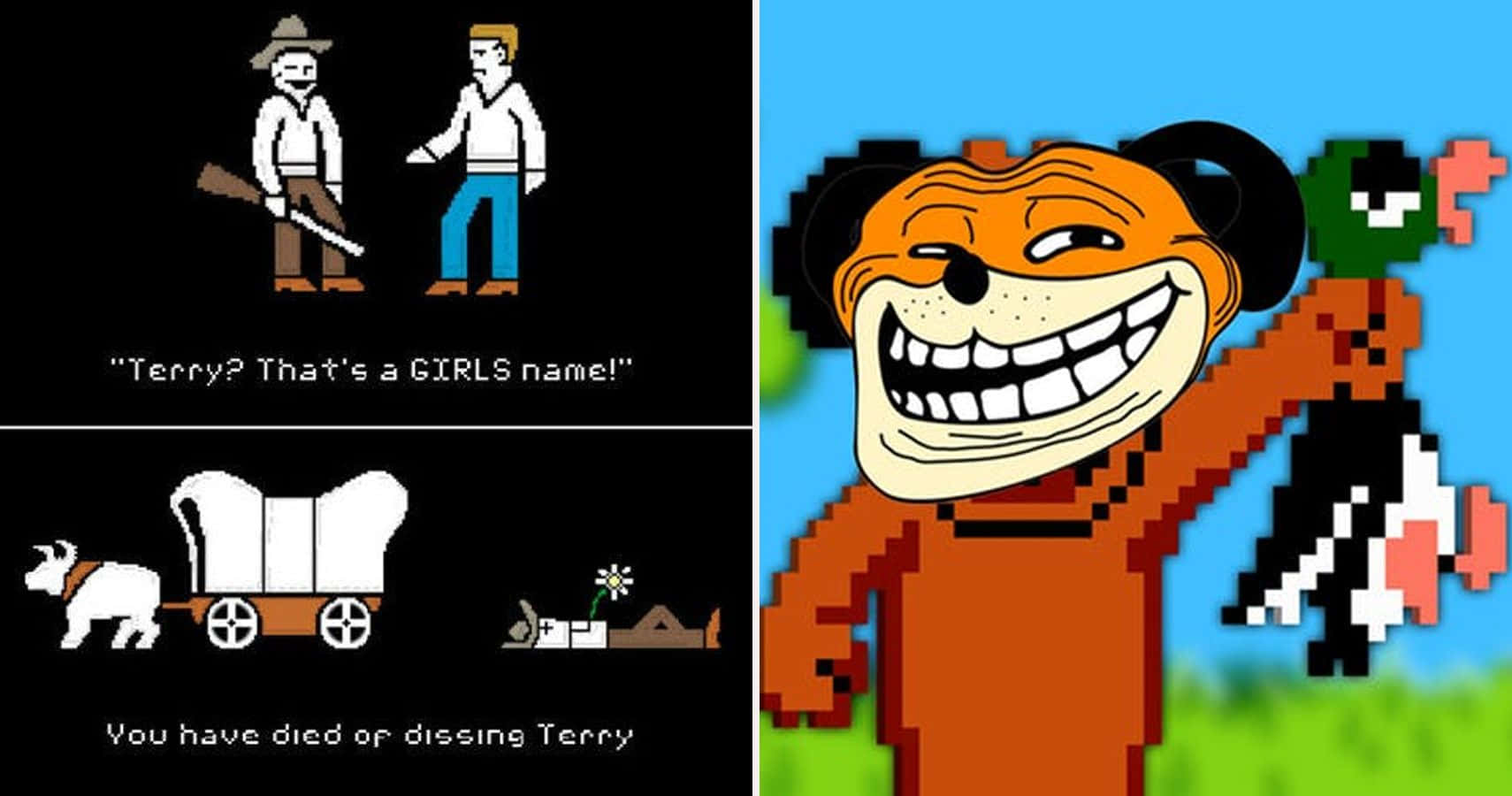 Gaming Memes, 1710 x 900, pixel art collage, HD Desktop Wallpaper