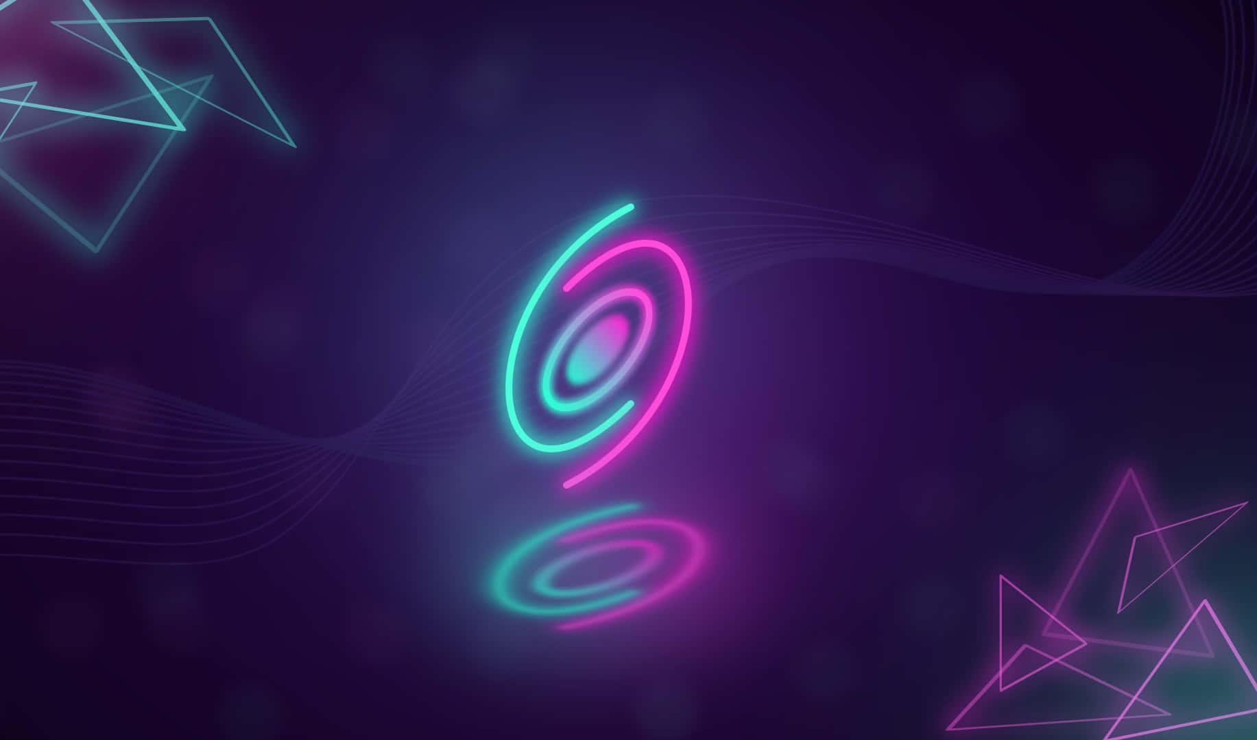 neon gaming, neon spirals, geometric shapes, HD Desktop Wallpaper