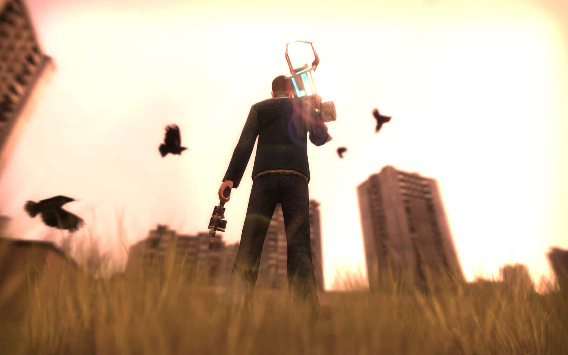 Gaming Mods, sunset, tall grass, Full HD Desktop Wallpaper