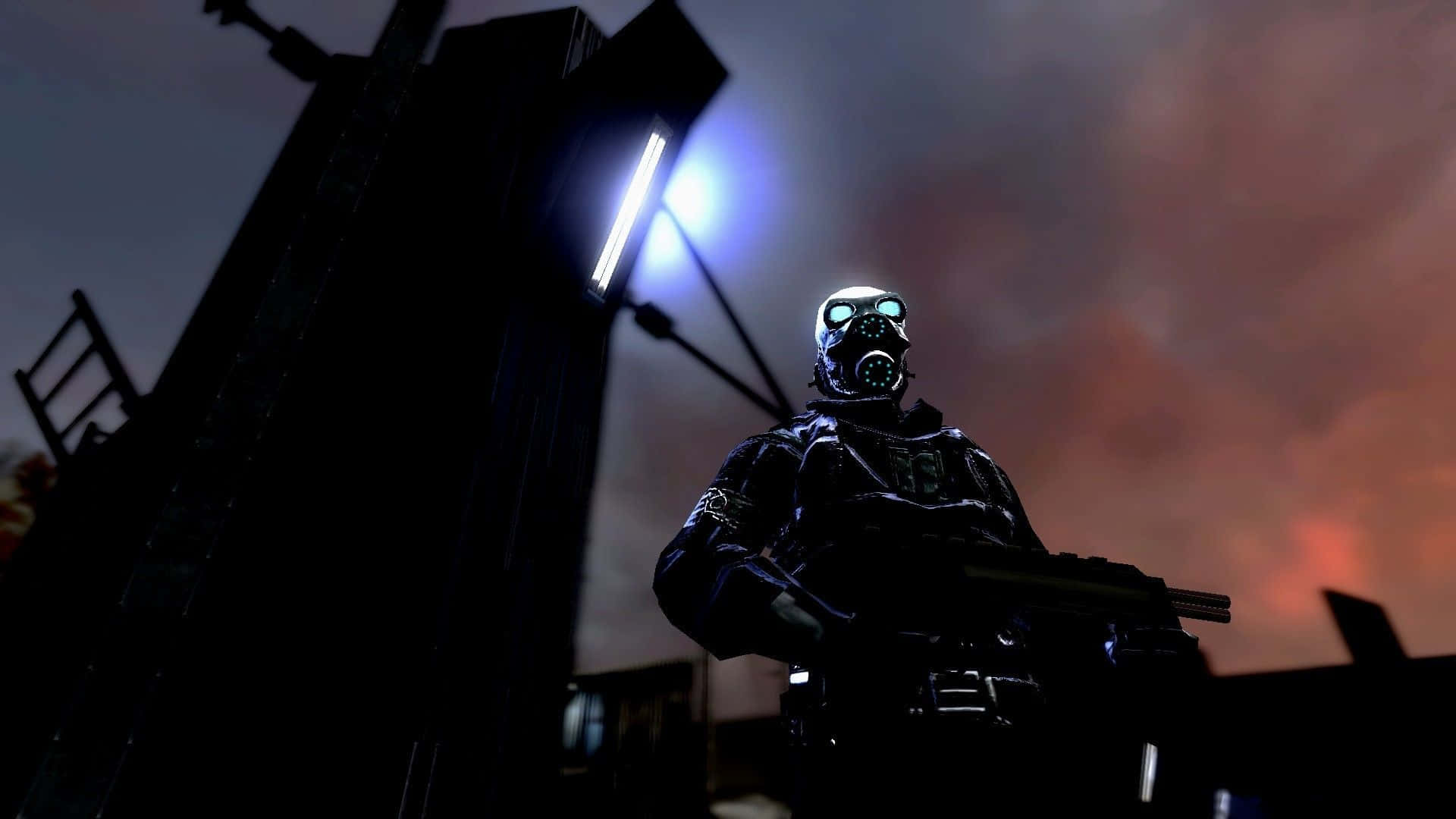 Gaming Mods, soldier, glowing gas mask, Full HD Desktop Wallpaper