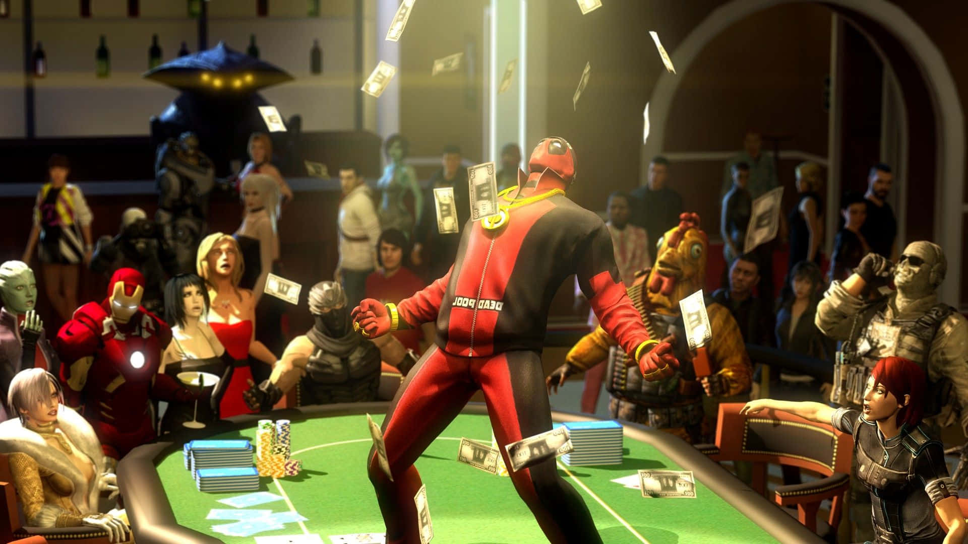 Gaming Mods, red and black suit, casino poker table, Full HD Desktop Wallpaper