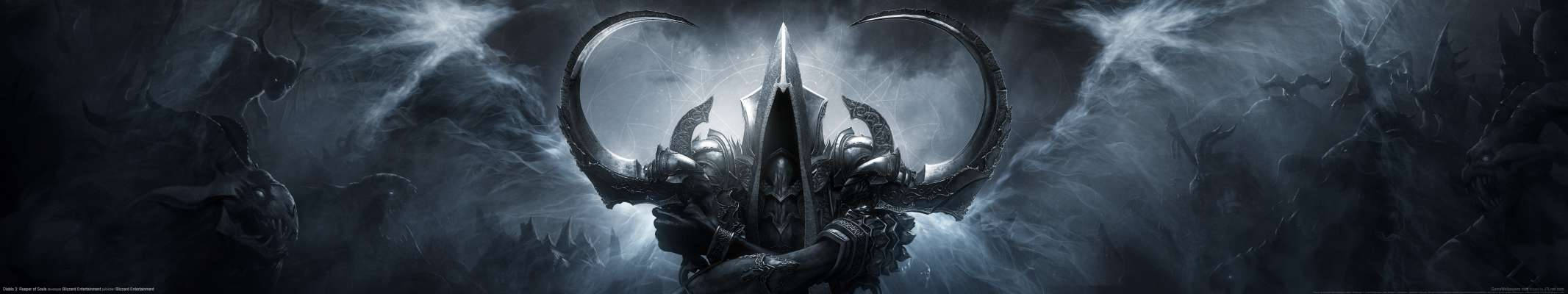triple monitor, dark armored warrior, curved horns, Full HD Desktop Wallpaper