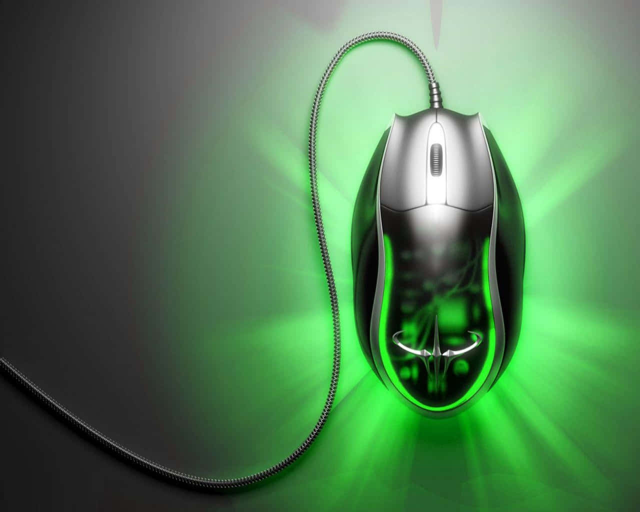 gaming mouse, silver, glowing green accents, HD Desktop Wallpaper