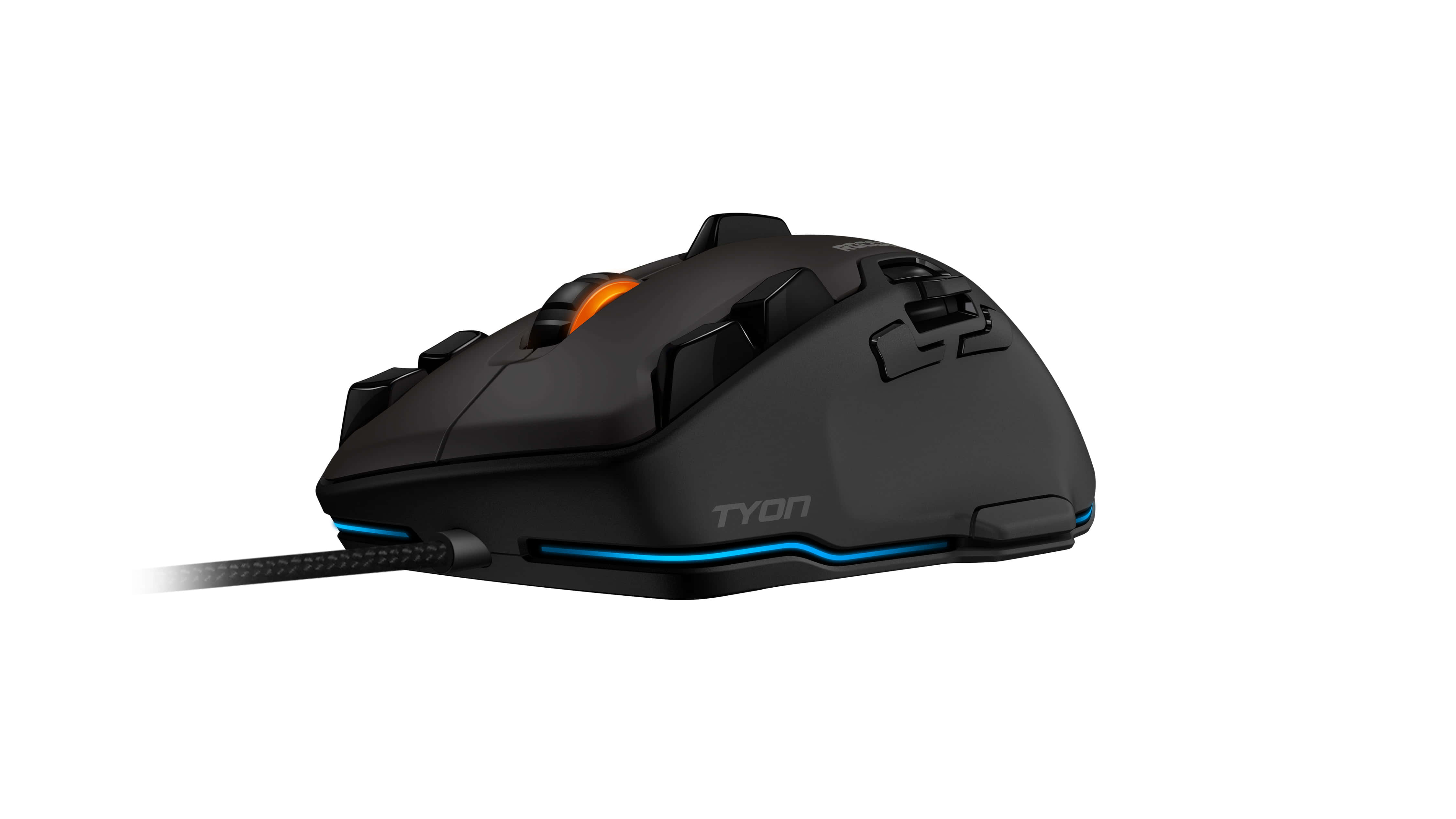 gaming mouse, black, orange scroll wheel, 4K Desktop Wallpaper