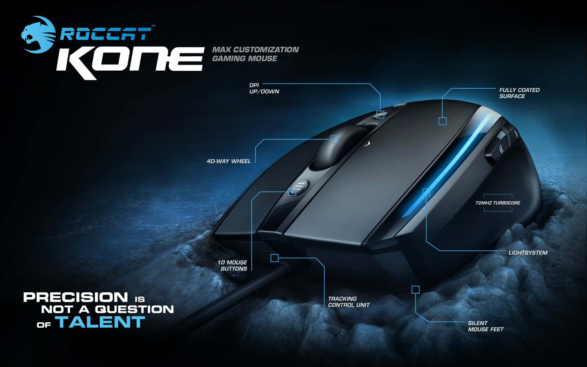 gaming mouse, black, glowing blue accents, Full HD Desktop Wallpaper