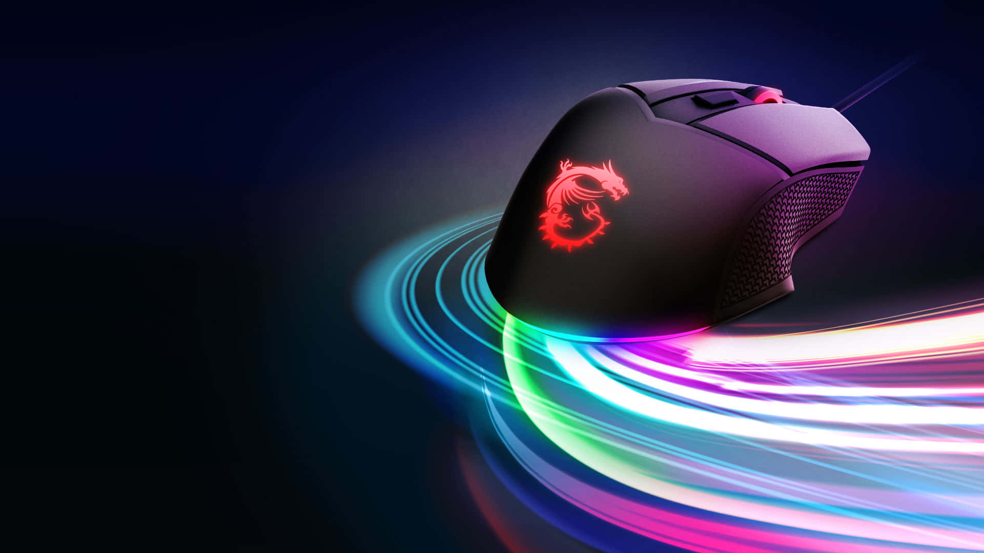 gaming mouse, black, glowing red dragon logo, Full HD Desktop Wallpaper