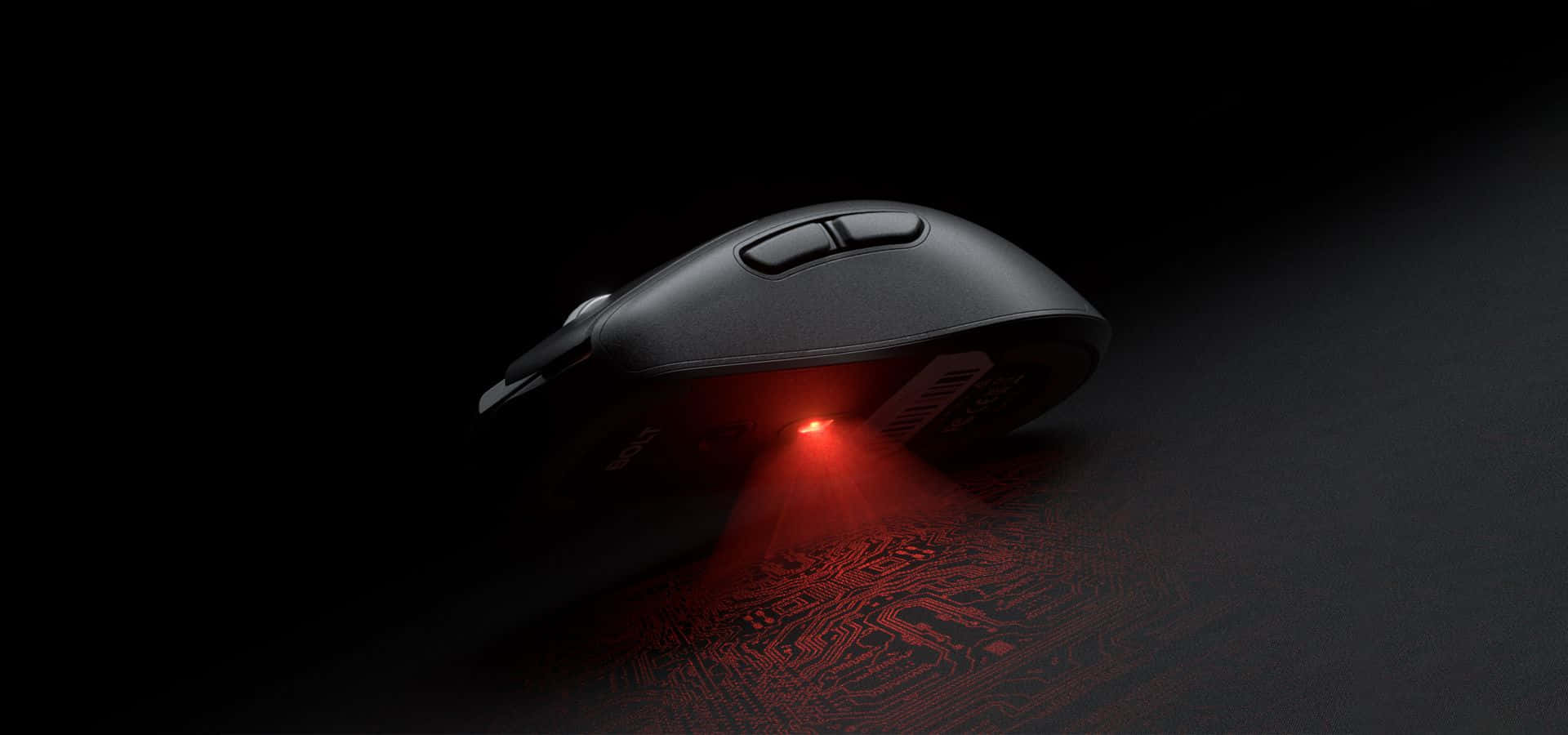 gaming mouse, sleek black, glowing red laser, Full HD Desktop Wallpaper