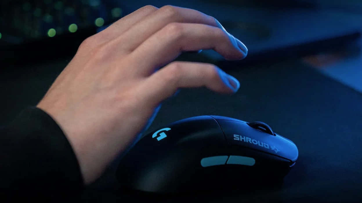 gaming mouse, black, glowing blue accents, SD Desktop Wallpaper