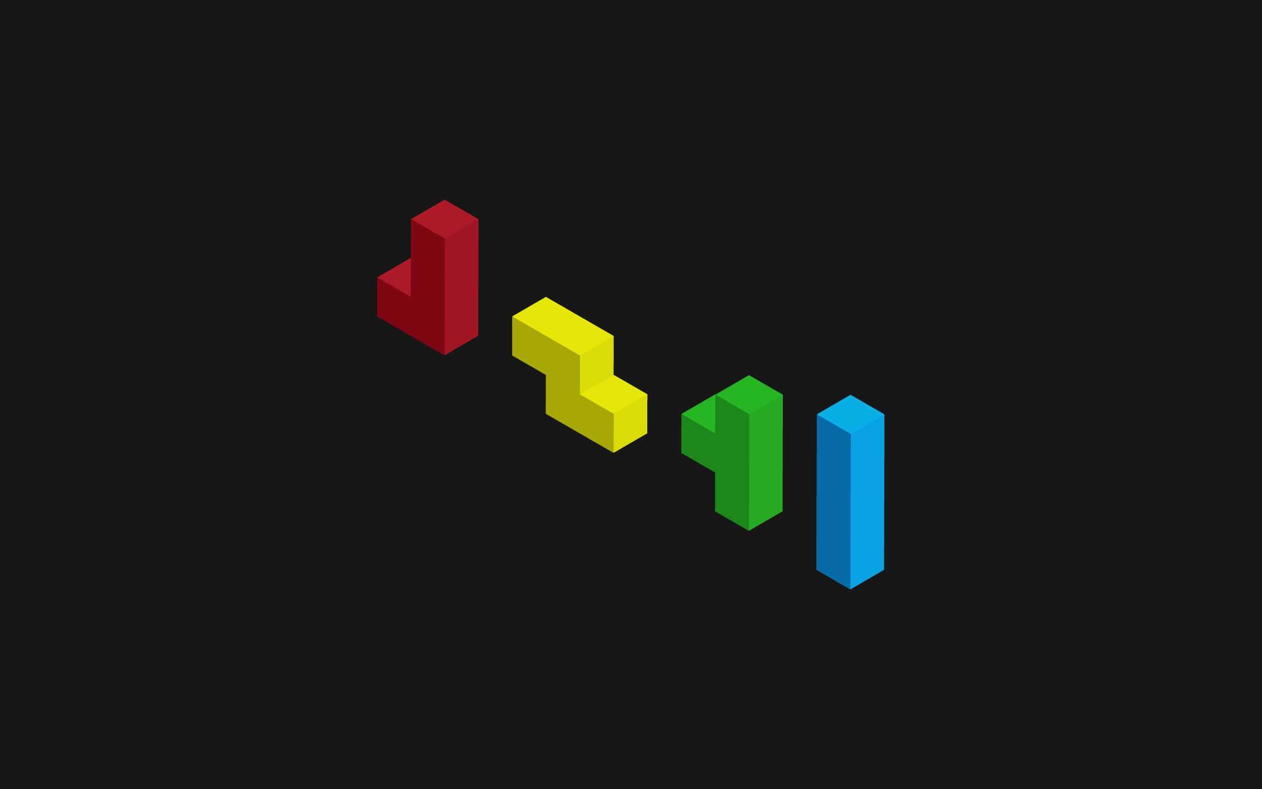 isometric blocks, numbers one through four, black background, 2K Desktop Wallpaper