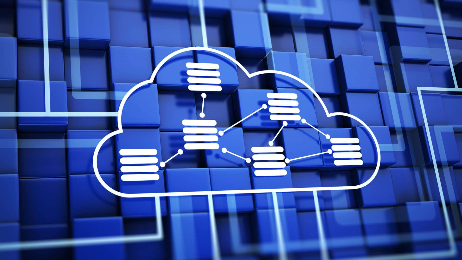gaming servers, white cloud icon, server stacks, Full HD Desktop Wallpaper