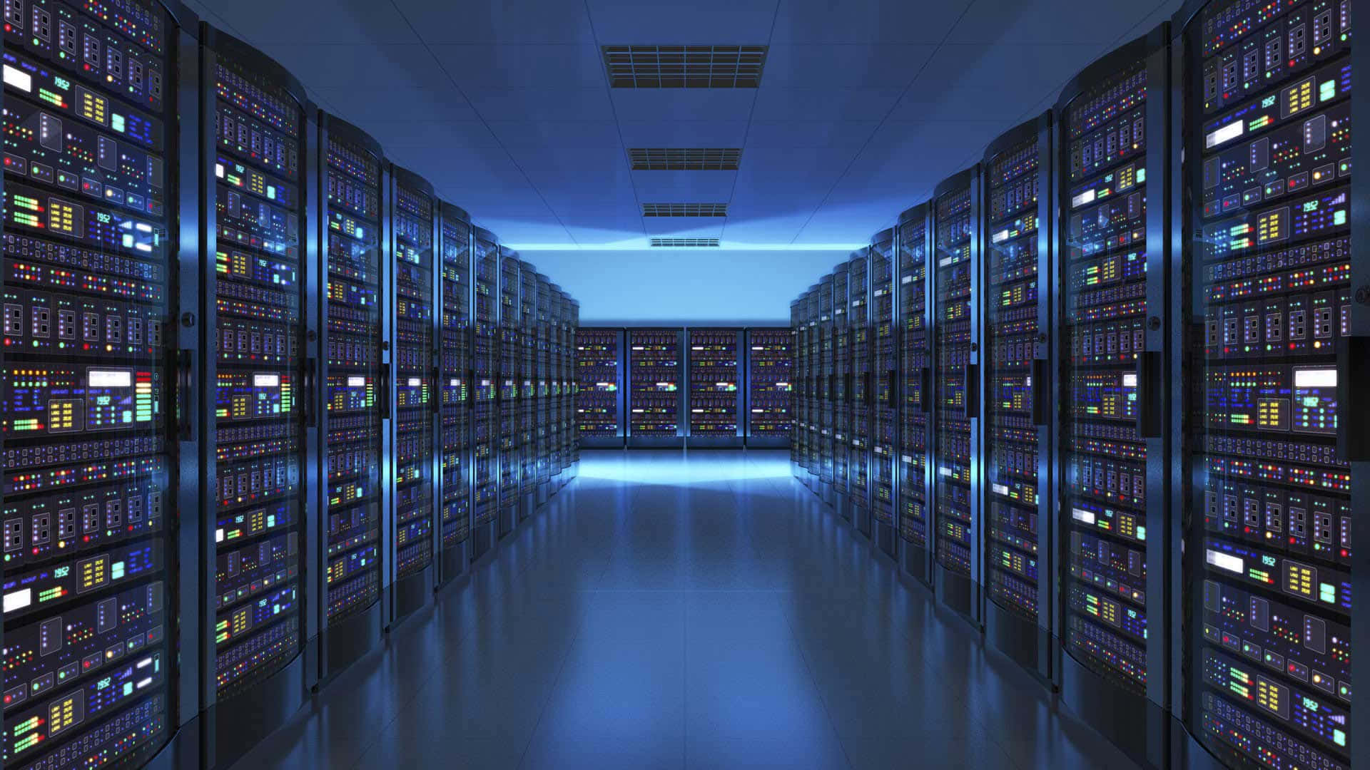 Gaming Servers, server racks, colorful lights, Full HD Desktop Wallpaper