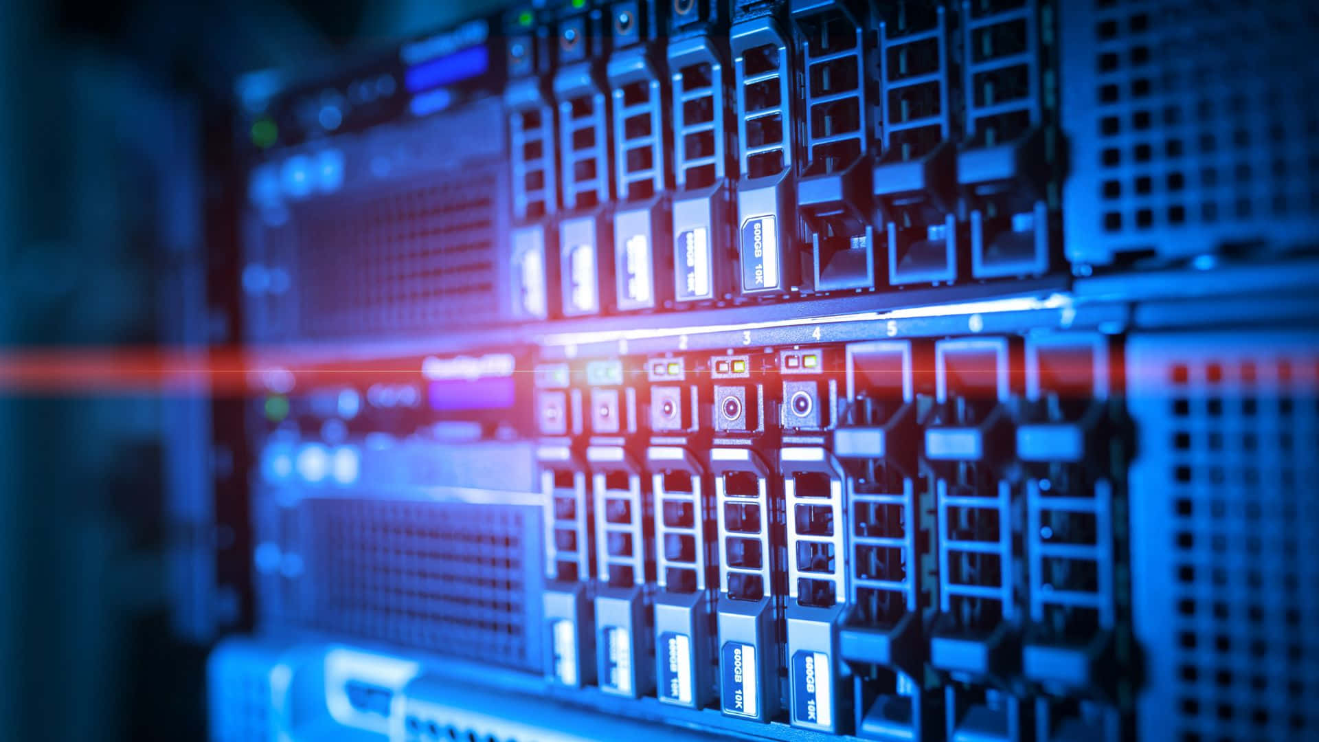server racks, blue and red lights, data center, Full HD Desktop Wallpaper