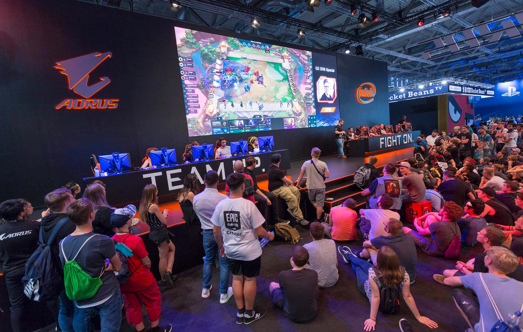 Gaming Conventions, esports players, stage, Full HD Desktop Wallpaper