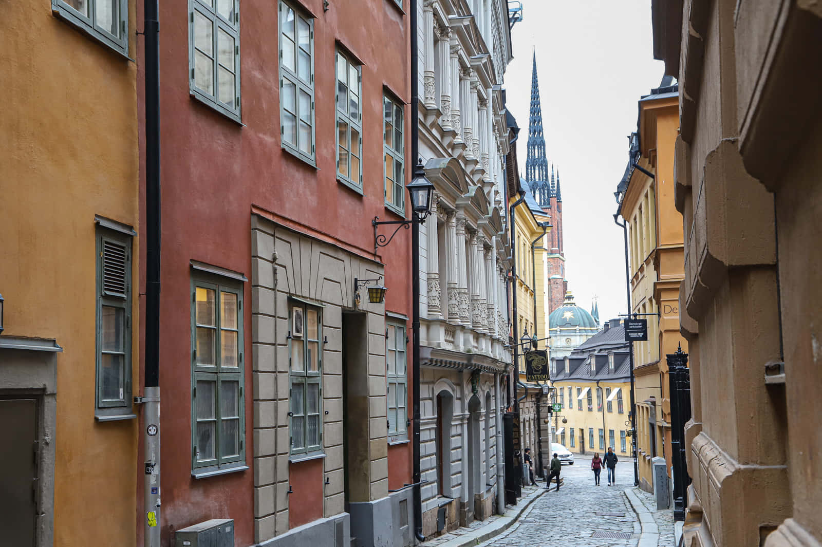 Gamla Stan, cobblestone street, colorful historic buildings, HD Desktop Wallpaper