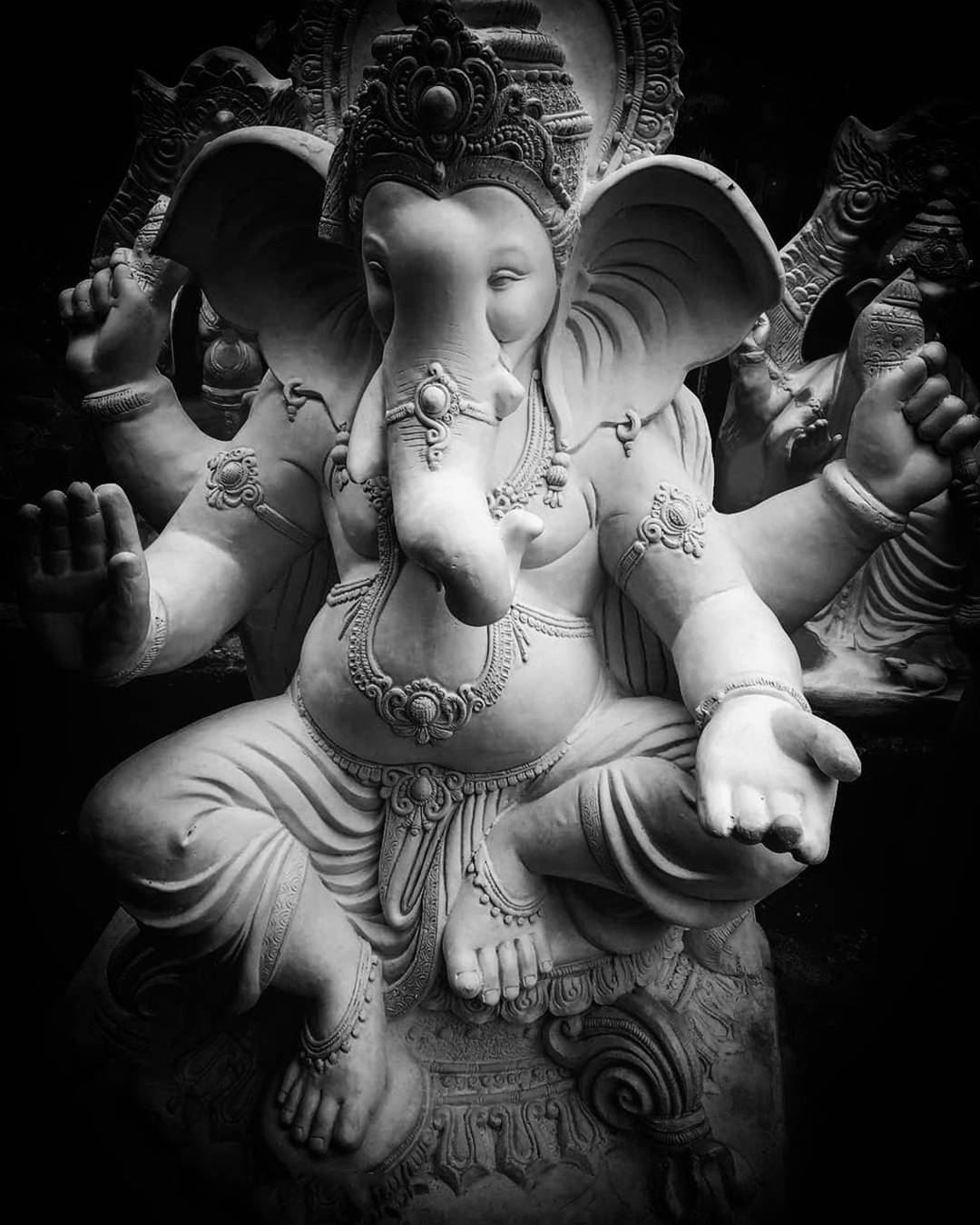 Ganesh, black and white, four arms, HD Phone Wallpaper