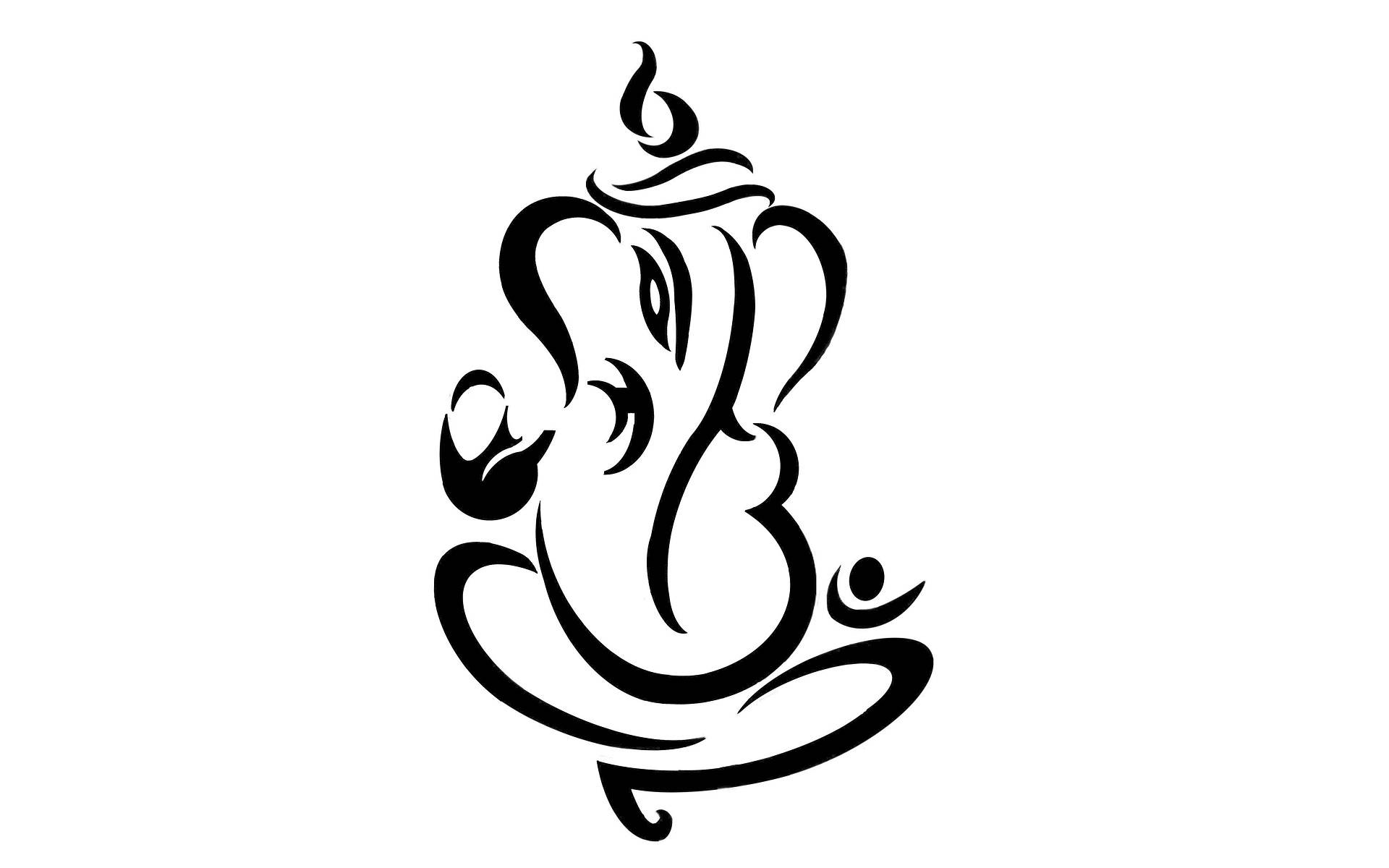 Ganesh, black silhouette, crown, Full HD Desktop Wallpaper