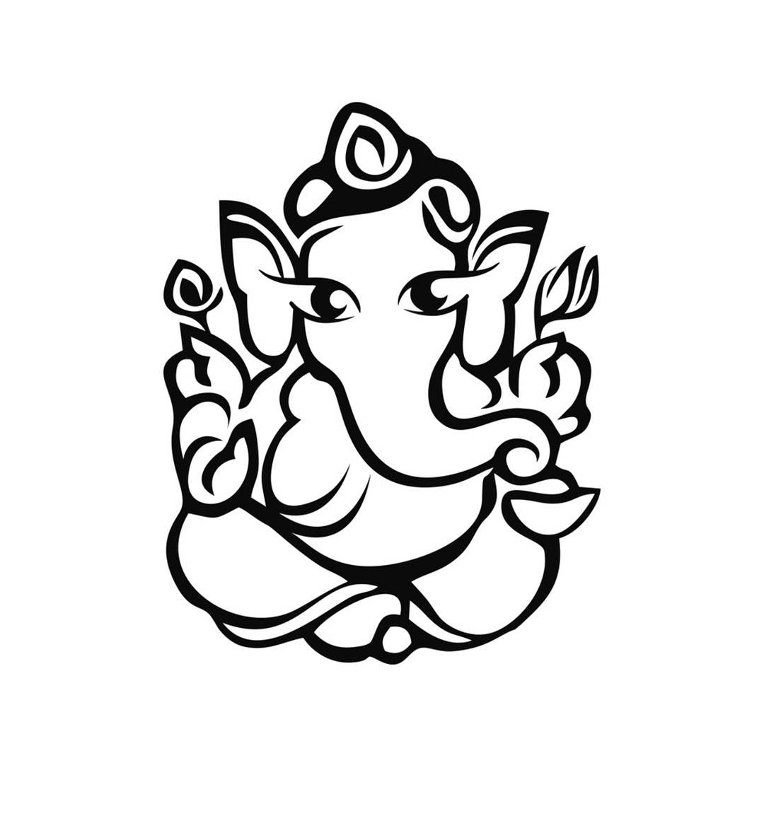 Ganesh, black and white, line art, SD Phone Wallpaper