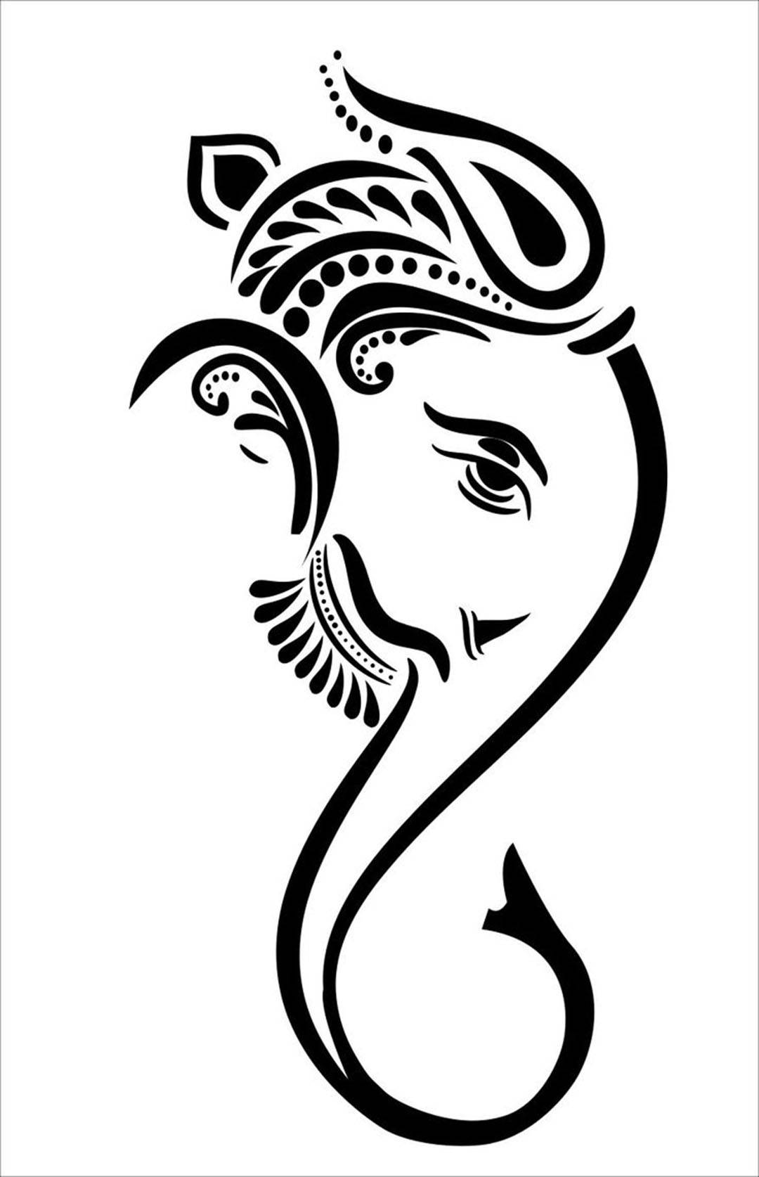 Ganesh, black and white silhouette, paisley patterns, HD Phone Wallpaper