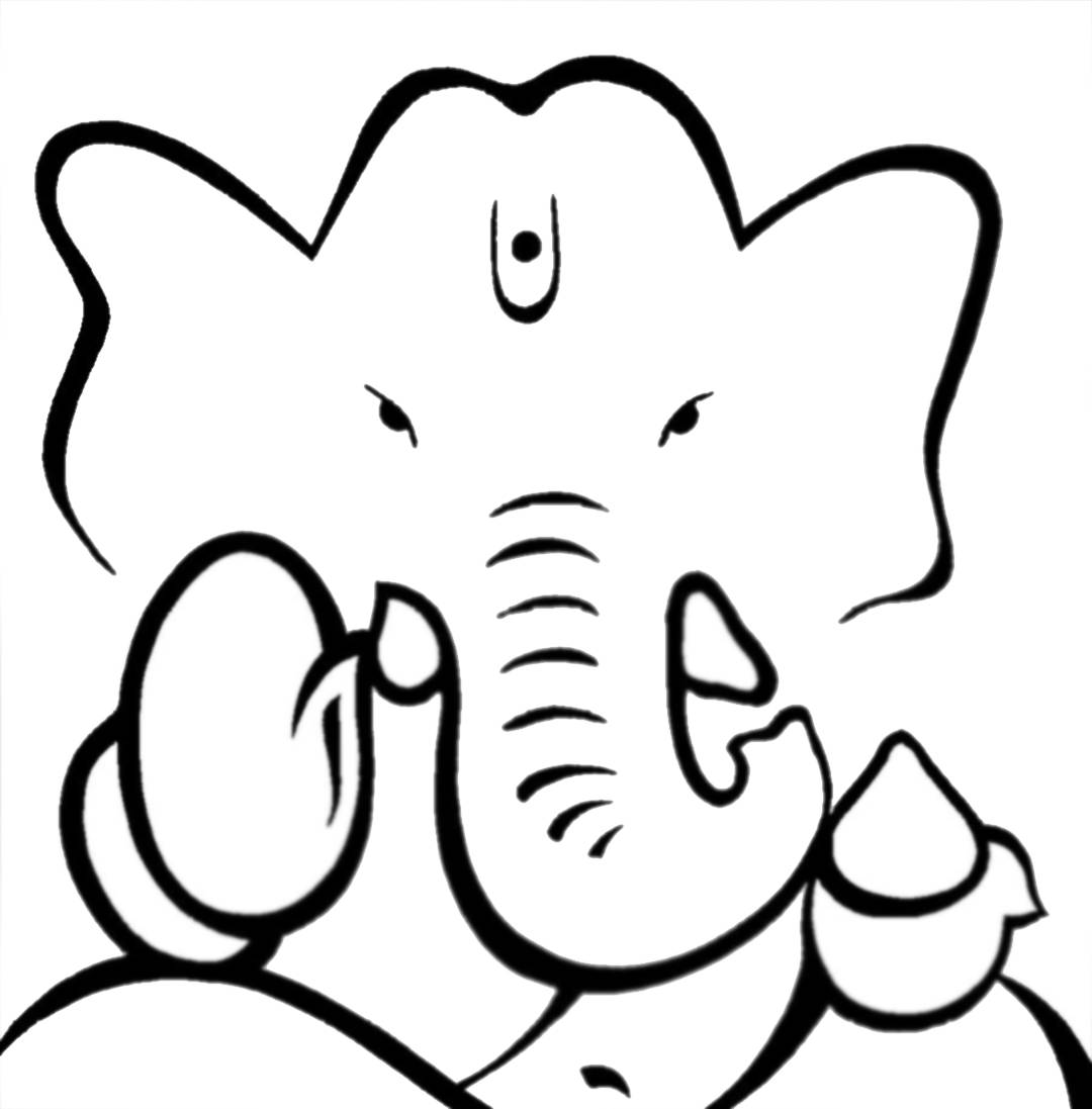 Ganesh, black and white, line drawing, SD Phone Wallpaper