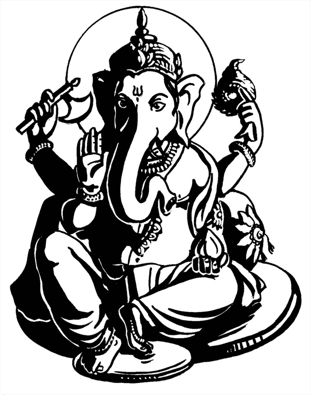 Ganesh, black and white, line art, HD Phone Wallpaper