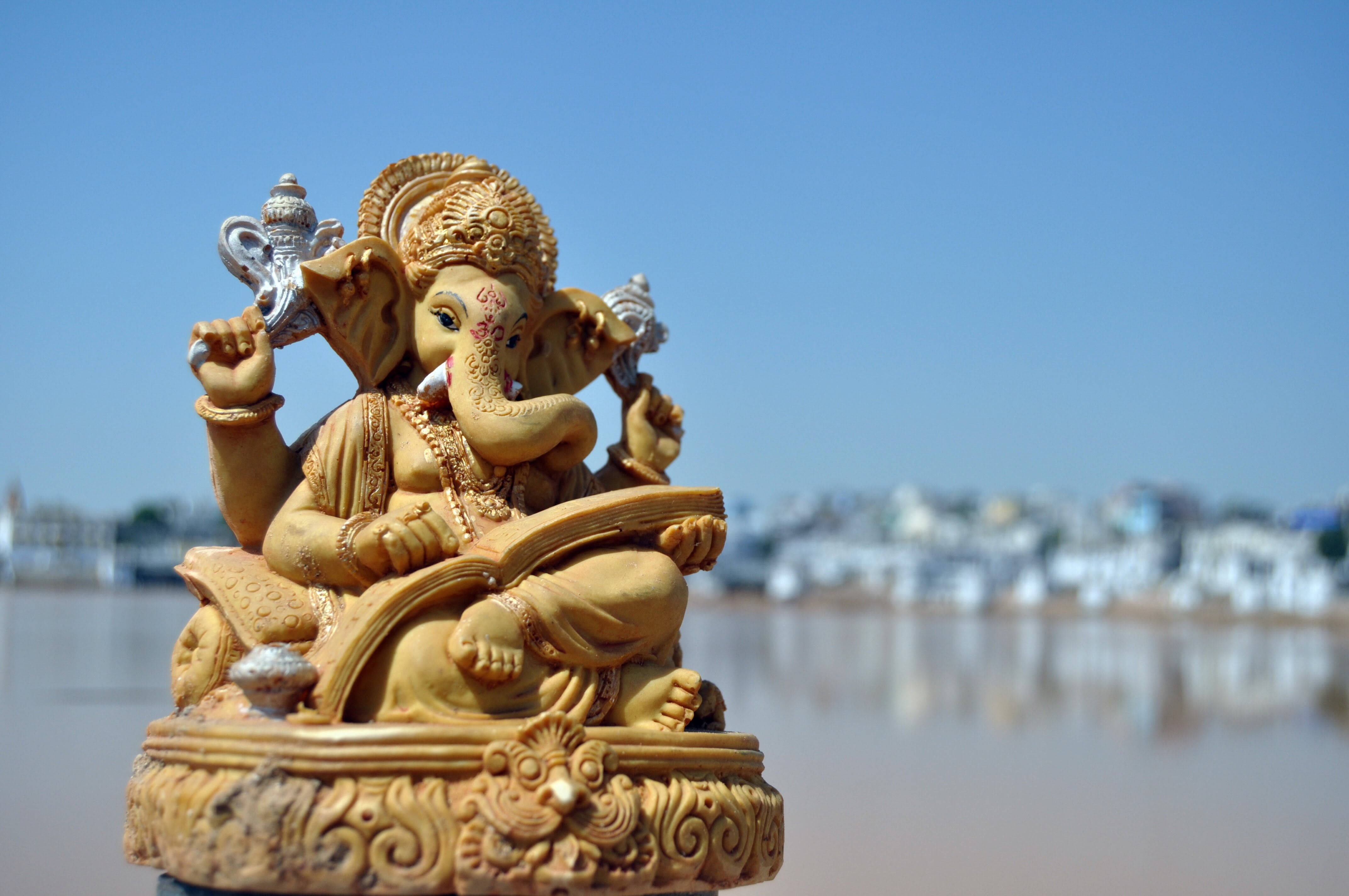 Ganesh, Full HD Statue, golden, 4K Desktop Wallpaper