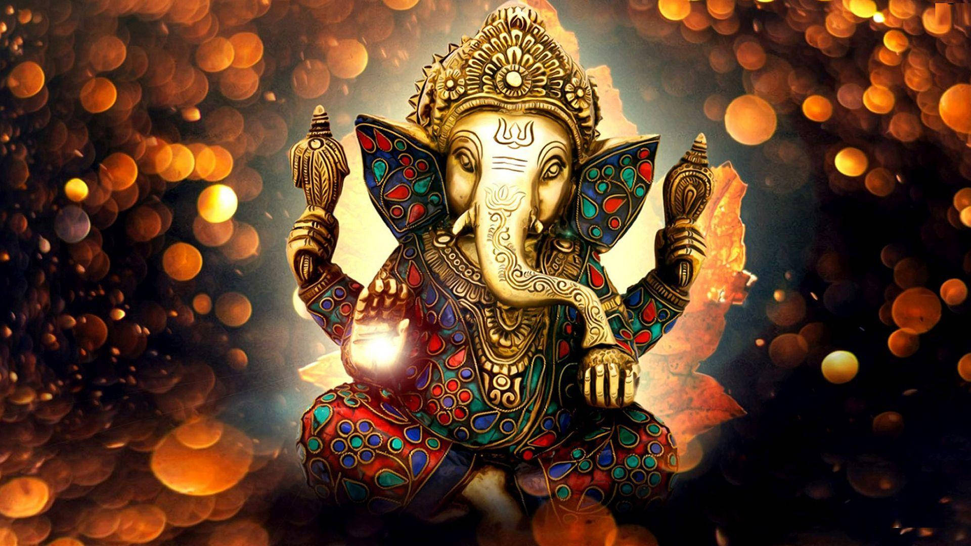 Ganesh, Full HD, orange light, Full HD Desktop Wallpaper